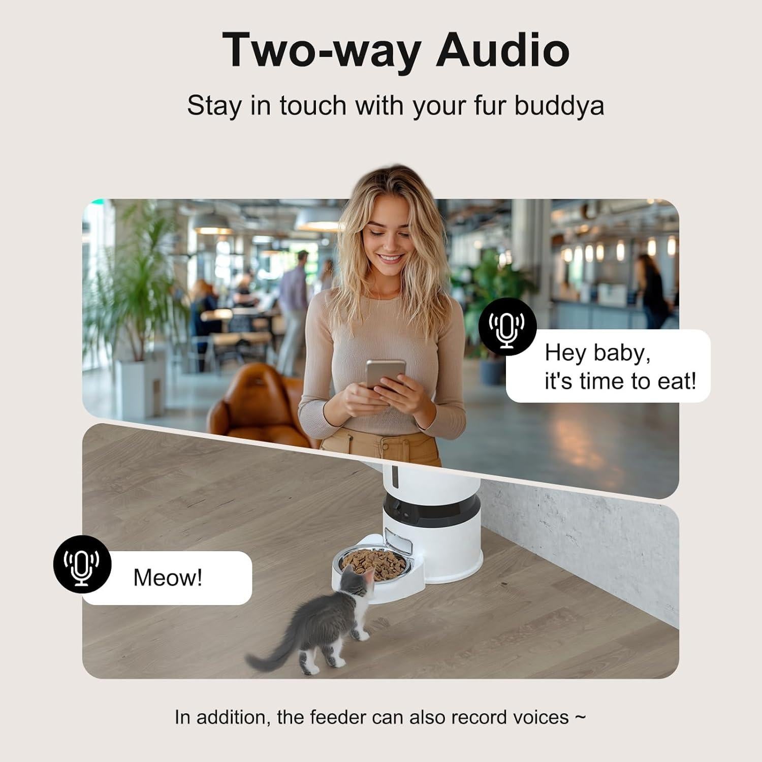 Comedero Automático MIETUBL para Gatos con 2 Cámaras HD 1080P