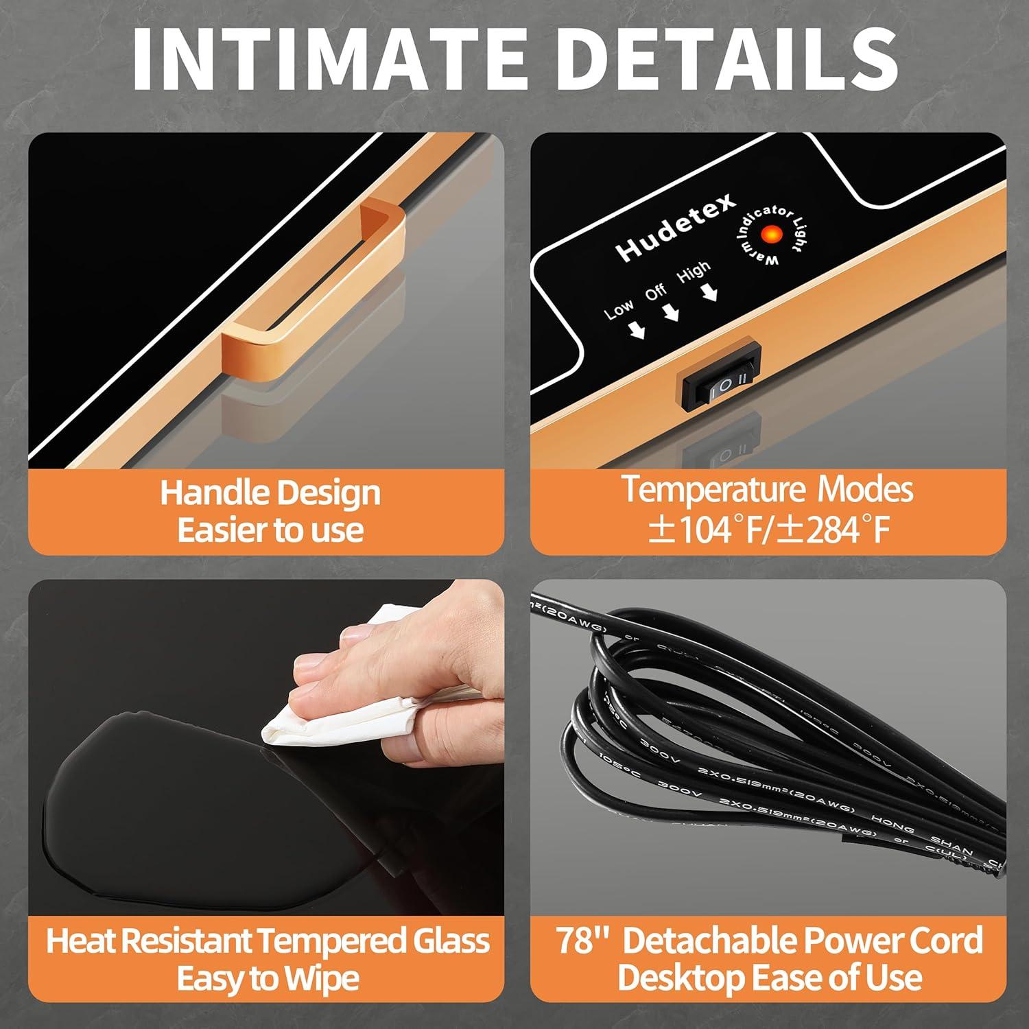 Alfombrilla Calentadora de Comida Hudetex 61x41cm Negra