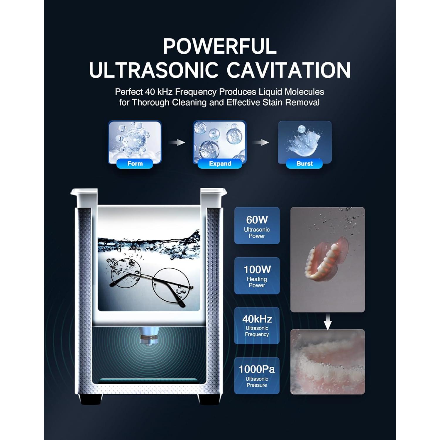 Limpiador Ultrasónico CREWORKS 2L 60W con Calentador y Temporizador