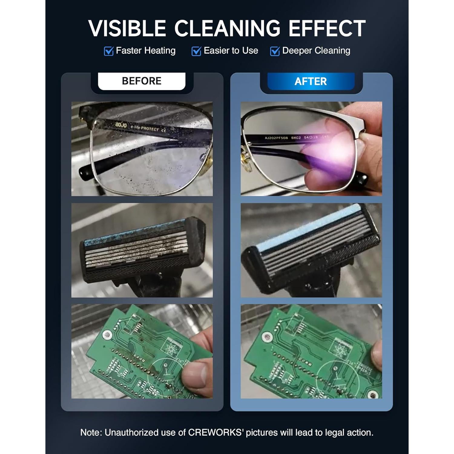 Limpiador Ultrasónico CREWORKS 2L 60W con Calentador y Temporizador