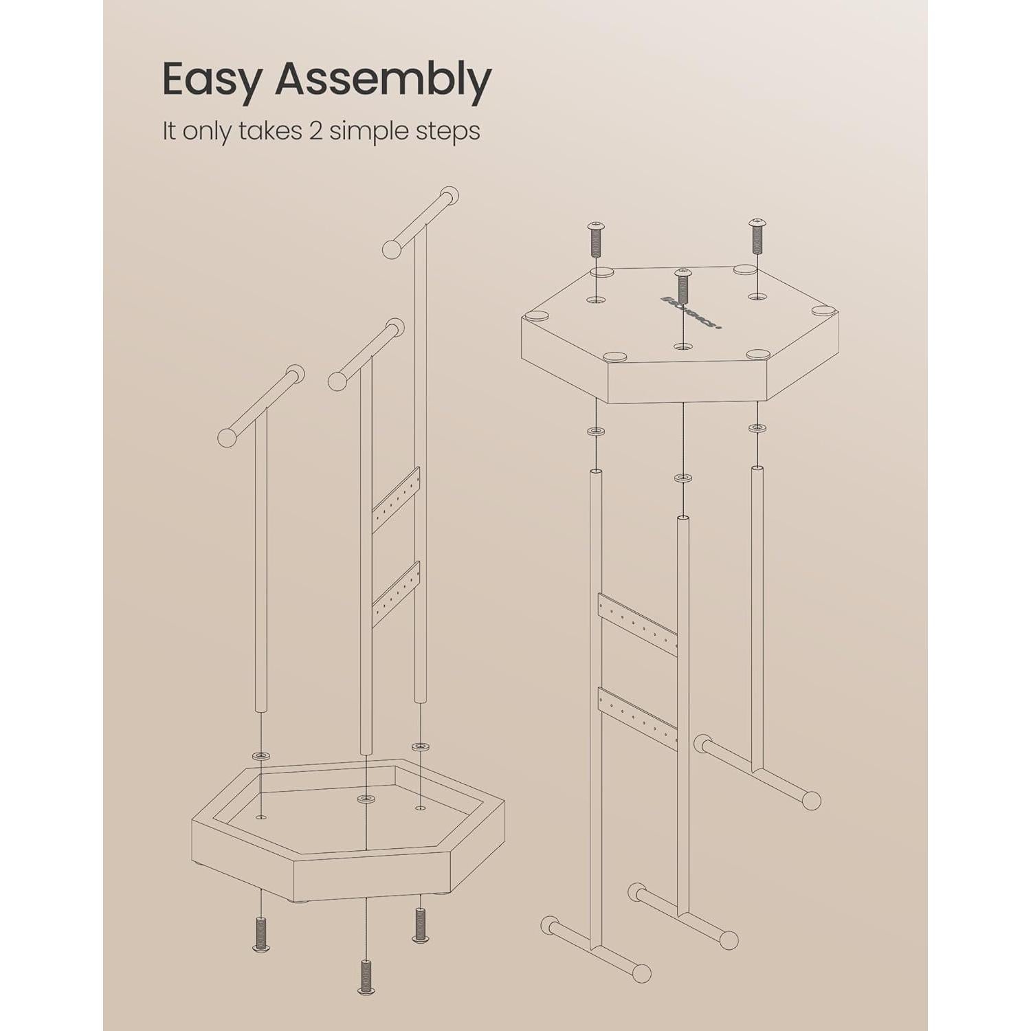 Soporte de Joyería SONGMICS 3 Niveles Metal Gris y Blanco