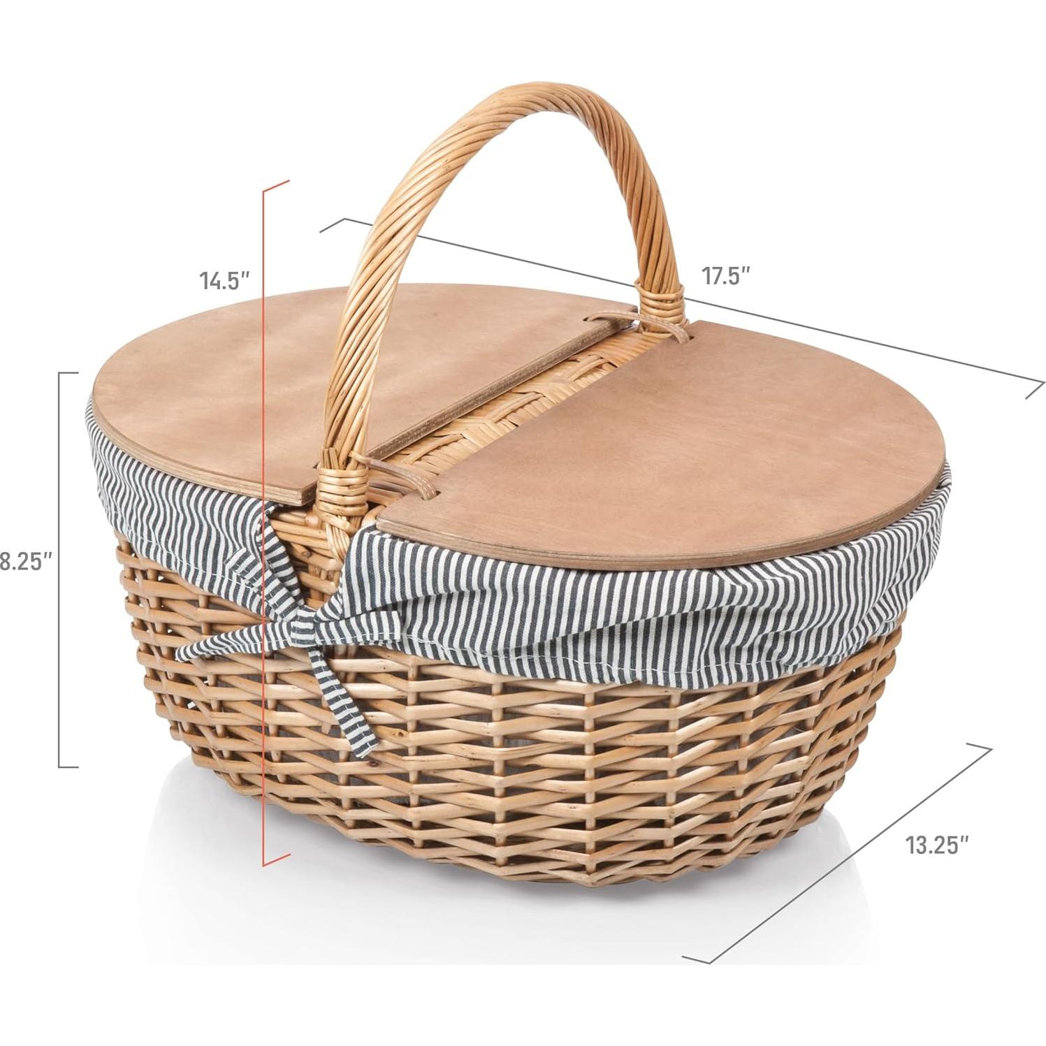 Cesta de Picnic Vintage Country PICNIC TIME para 2 - Mimbre