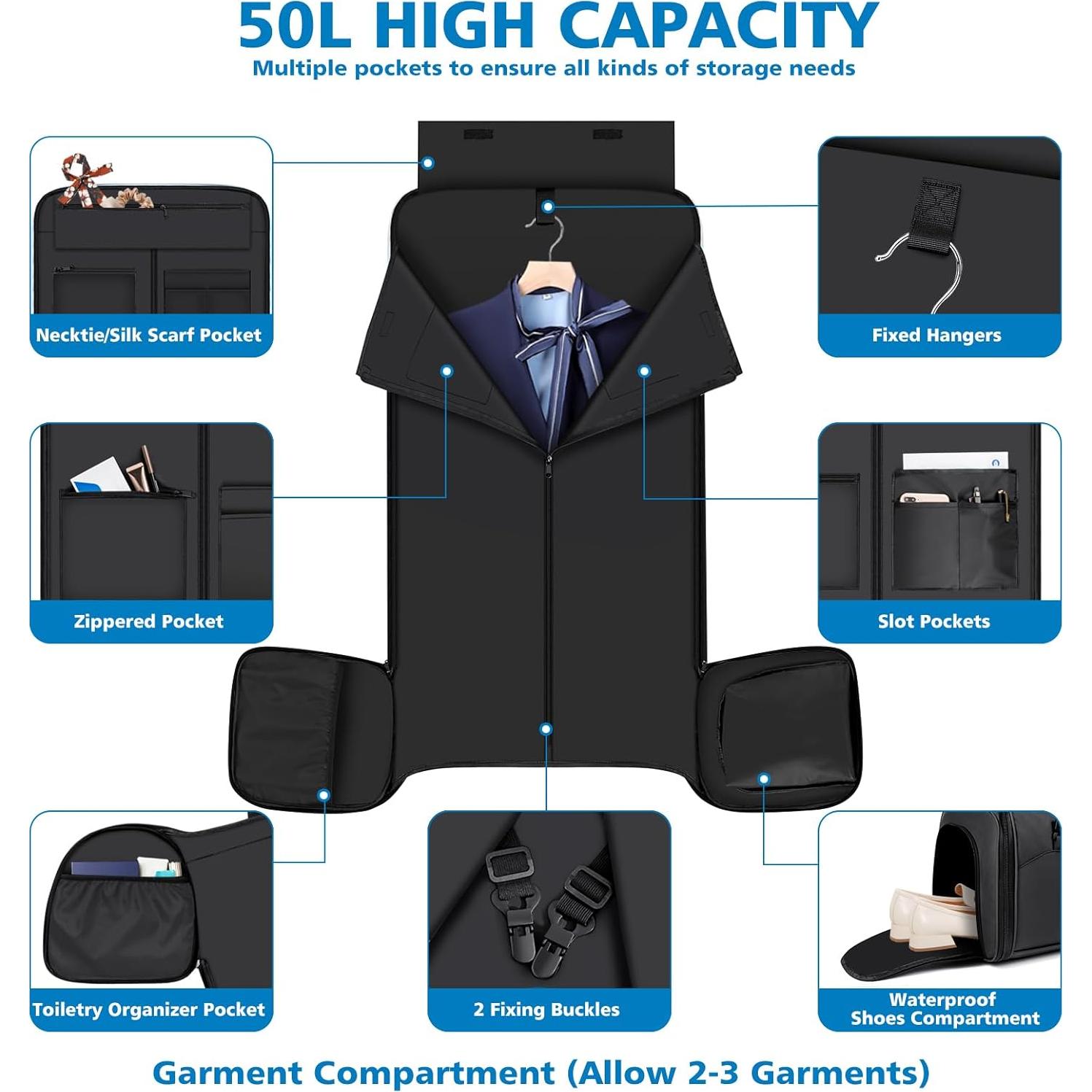 Bolsa de viaje tipo duffel IBFUN 4 en 1 con compartimento para zapatos