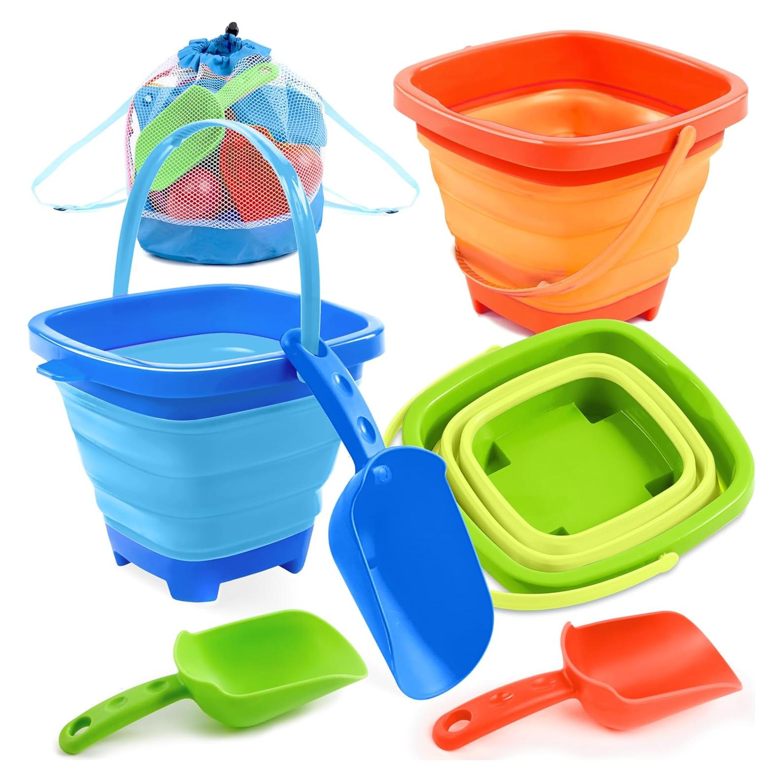 Sloosh Juguetes de Arena Plegables 3-Pack Cubos y Palas