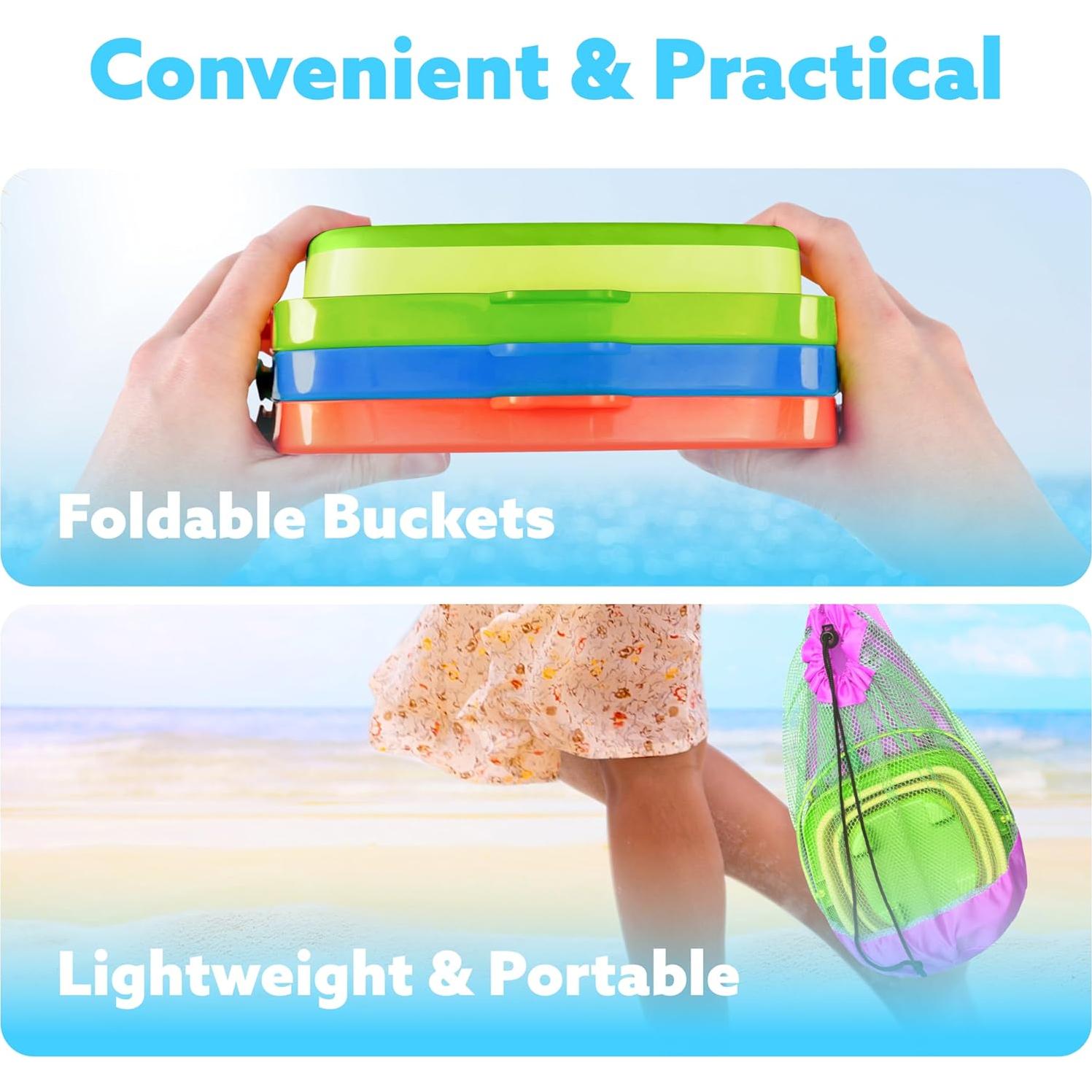 Sloosh Juguetes de Arena Plegables 3-Pack Cubos y Palas