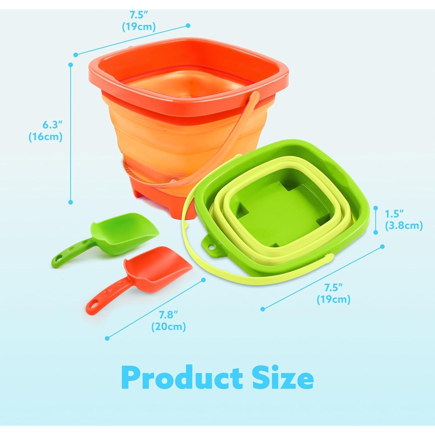 Sloosh Juguetes de Arena Plegables 3-Pack Cubos y Palas