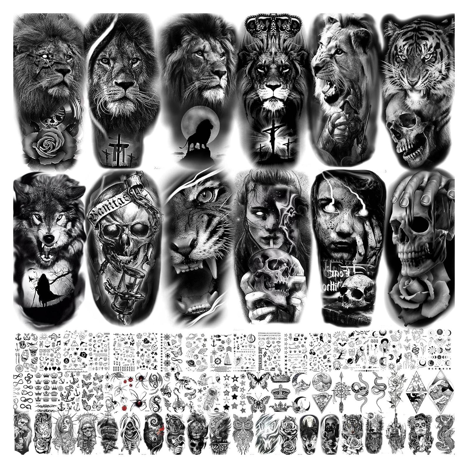 70 Hojas Tatuajes Temporales JOEHAPY Animales y Calaveras