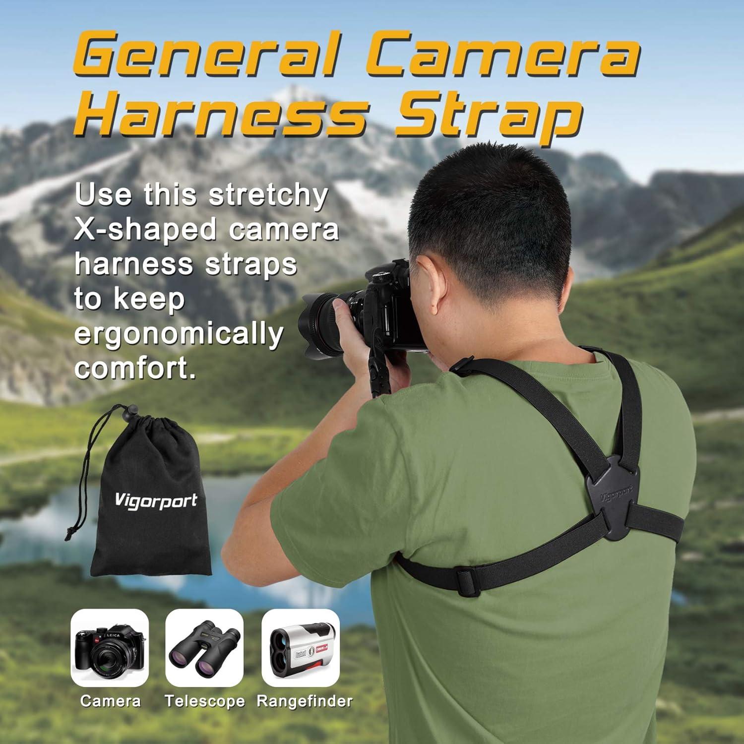 Correa de Arnés para Cámara DSLR SLR - Negro, Ajustable y Ergonómica