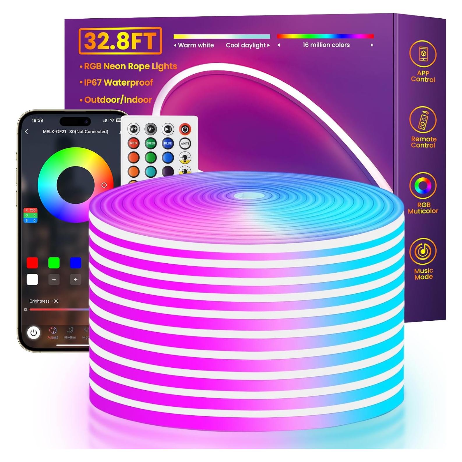 Luces de Cuerda LED Neón 5m NoeiiT RGB Control Remoto