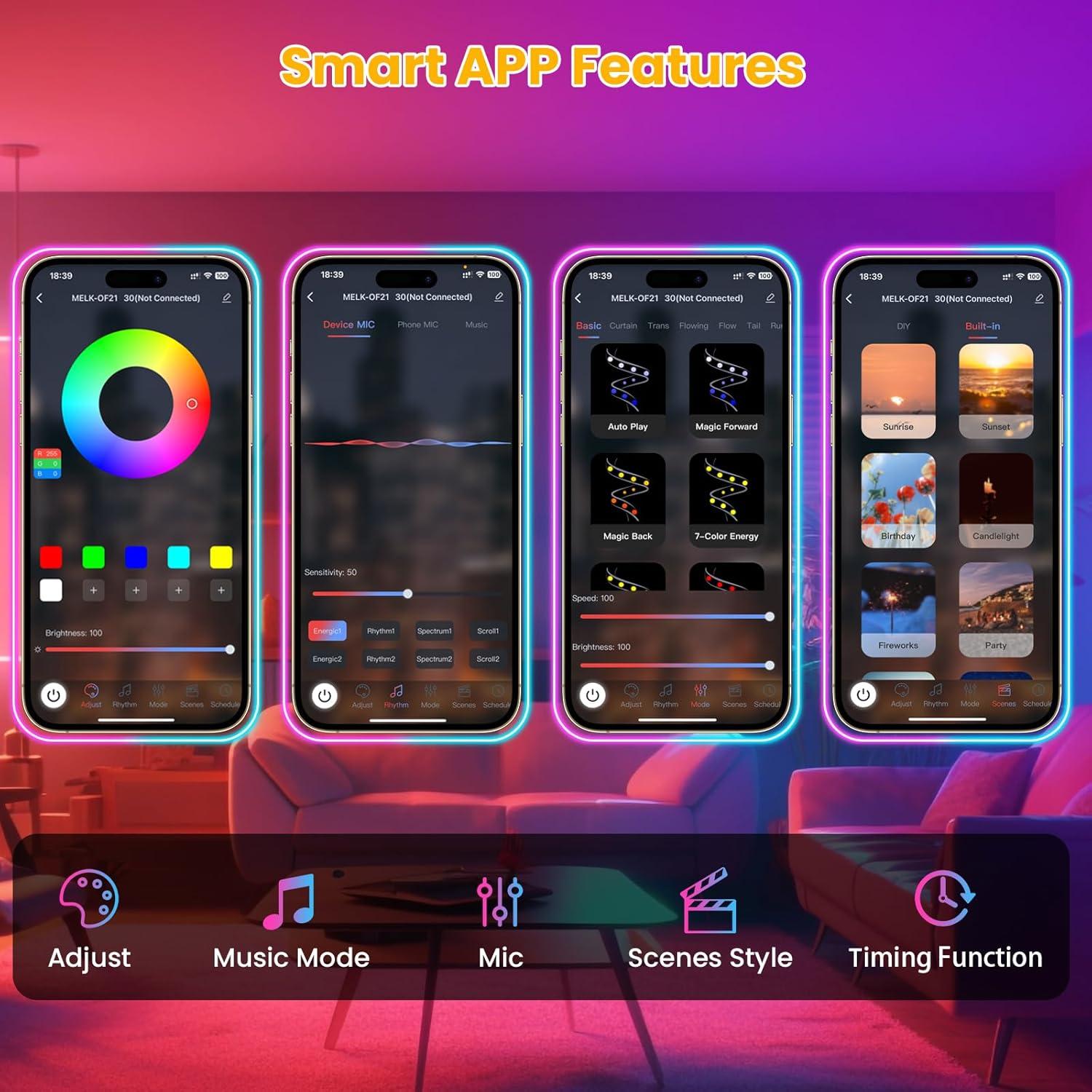 Luces de Cuerda LED Neón 5m NoeiiT RGB Control Remoto