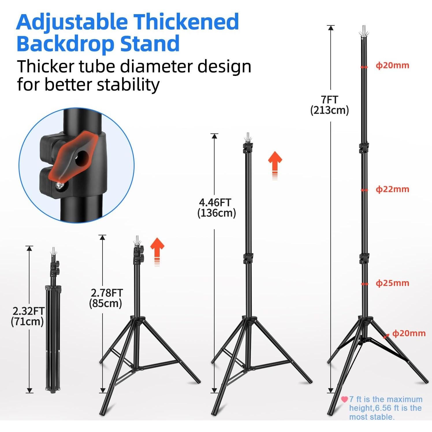 Soporte de Fondo Portátil Hemmotop 2.13m x 1.52m Ajustable