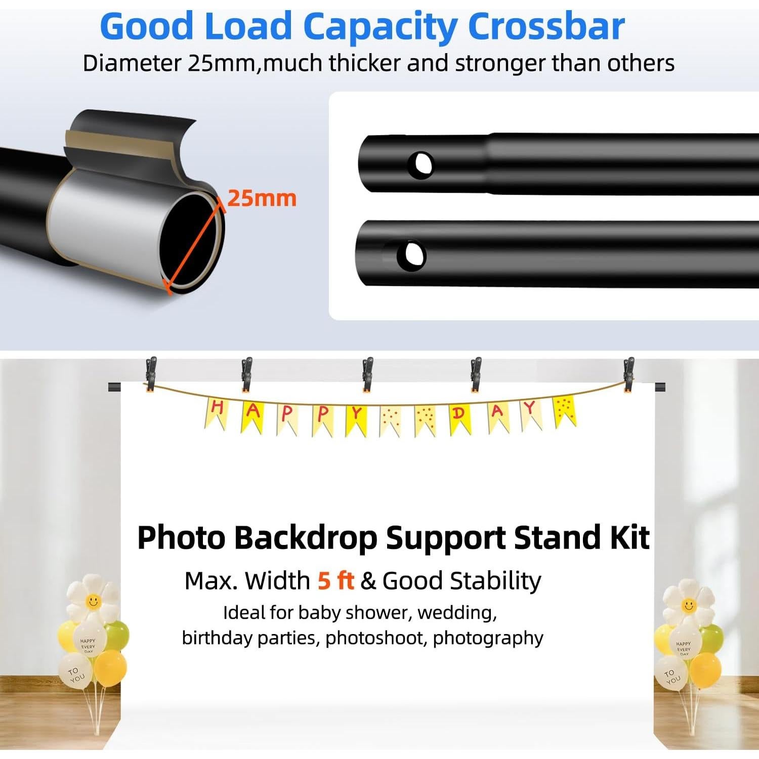 Soporte de Fondo Portátil Hemmotop 2.13m x 1.52m Ajustable