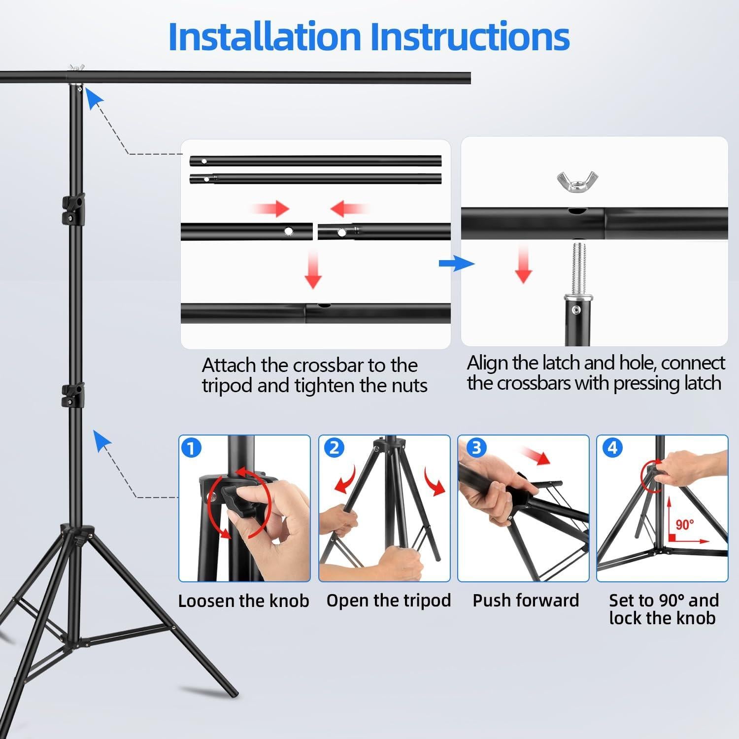 Soporte de Fondo Portátil Hemmotop 2.13m x 1.52m Ajustable