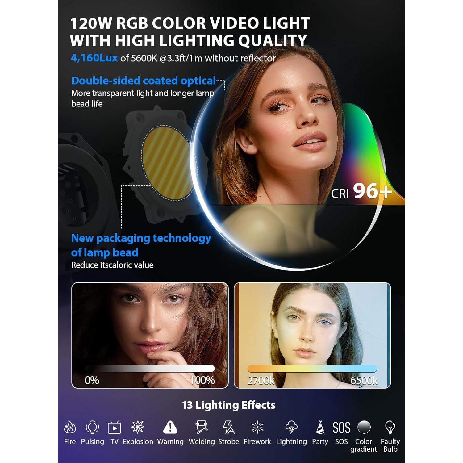 Luz de Video COLBOR CL120R RGB 120W Iluminación Continua 2700-6500K