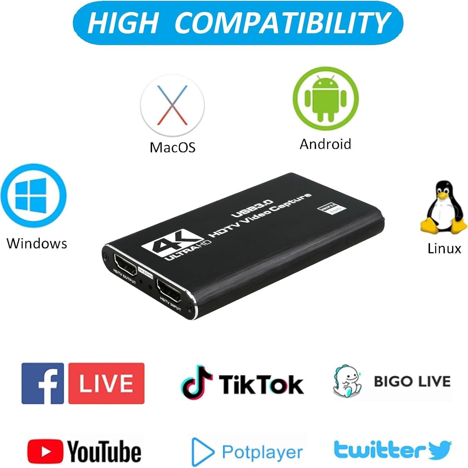 Tarjeta de Captura de Video 4K TCNEWCL VC247 HDMI USB 3.0