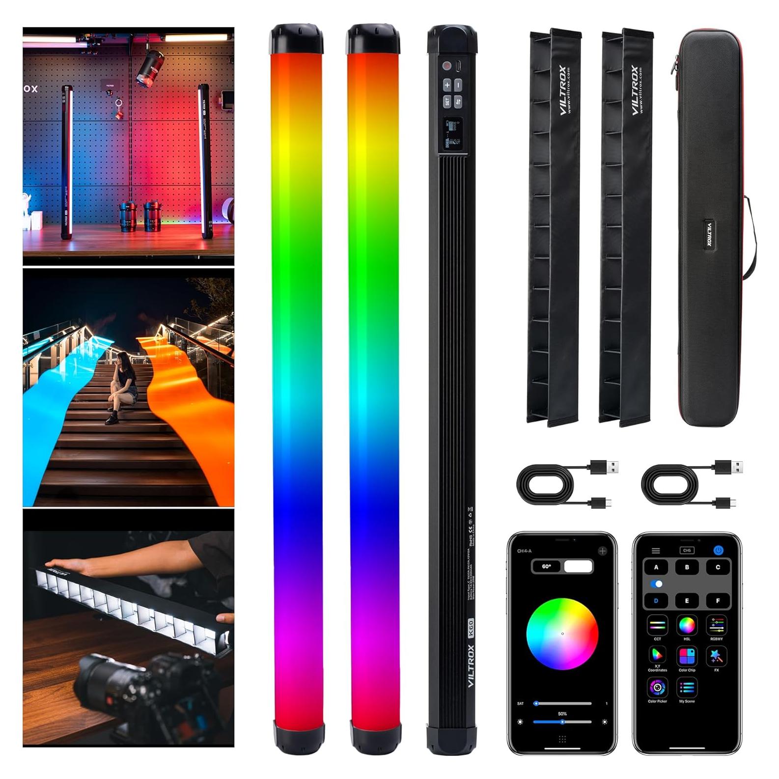 Luz de Tubo LED RGB VILTROX K60 22.8" 20W 1950lm Batería 32Wh