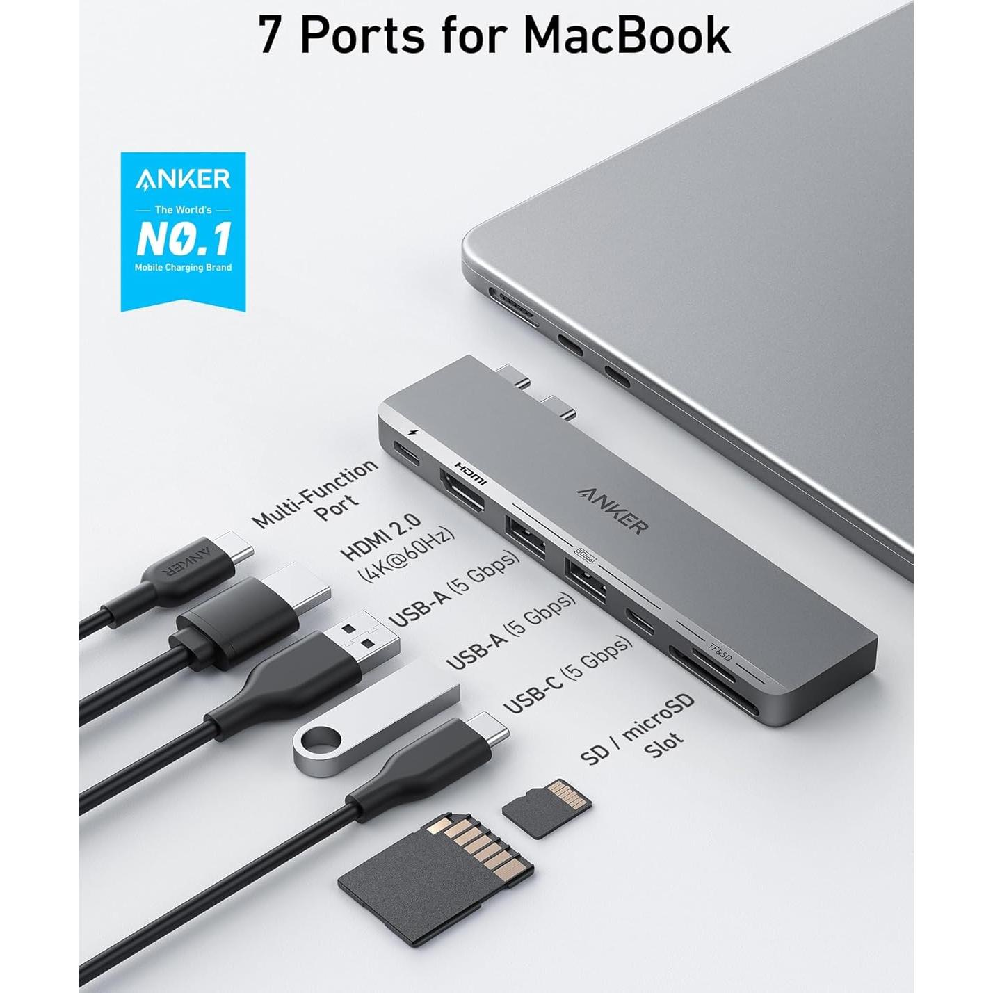 Hub USB-C Anker 547 7-en-2 HDMI 4K para MacBook