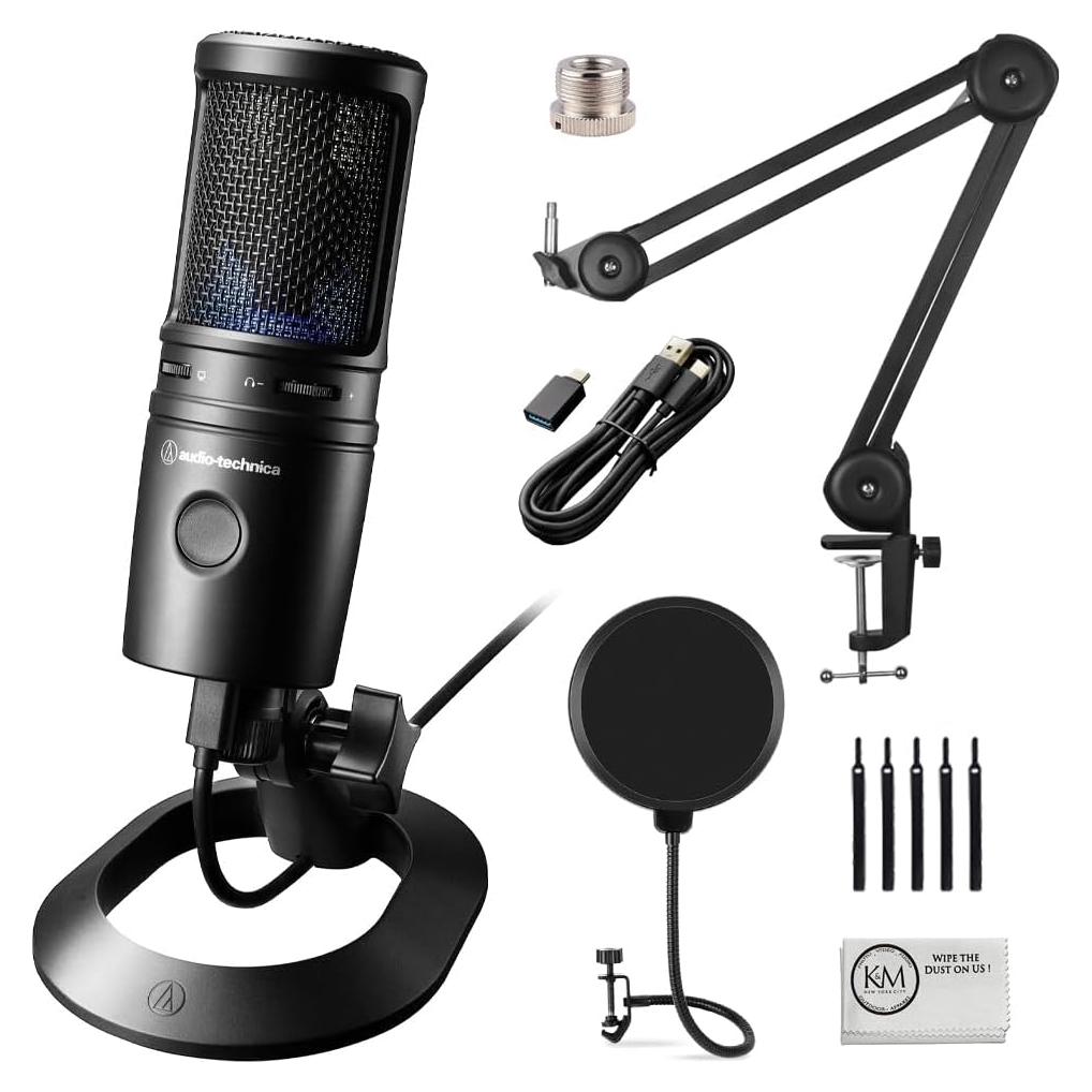 Micrófono USB Audio-Technica AT2020USB-X con Brazo y Filtro