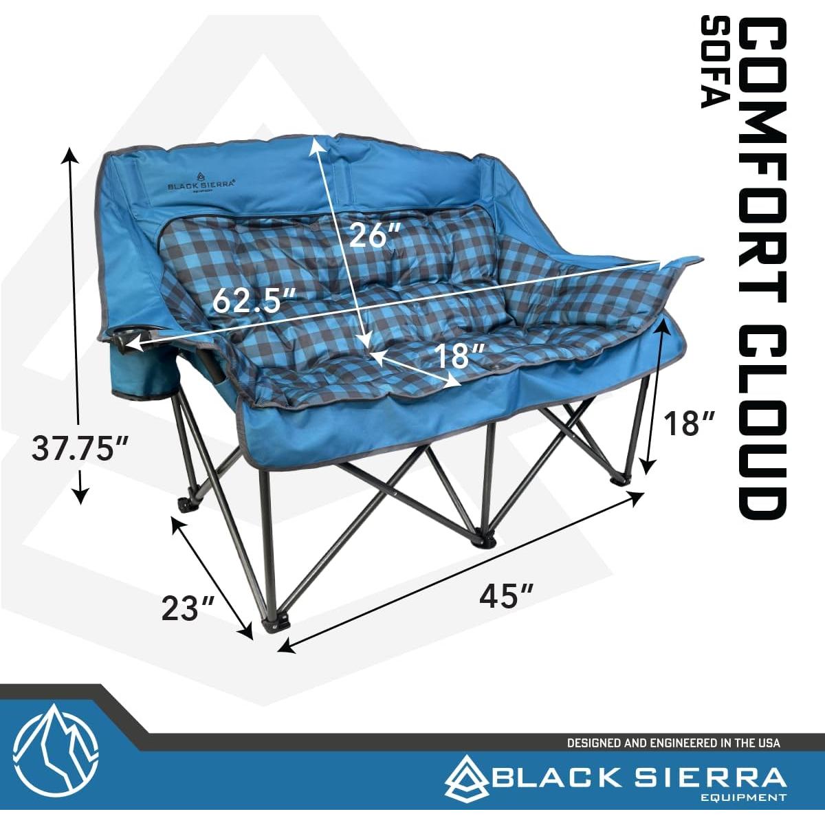 Sofá de Camping Doble Black Sierra, Plegable, 272 kg, Azul