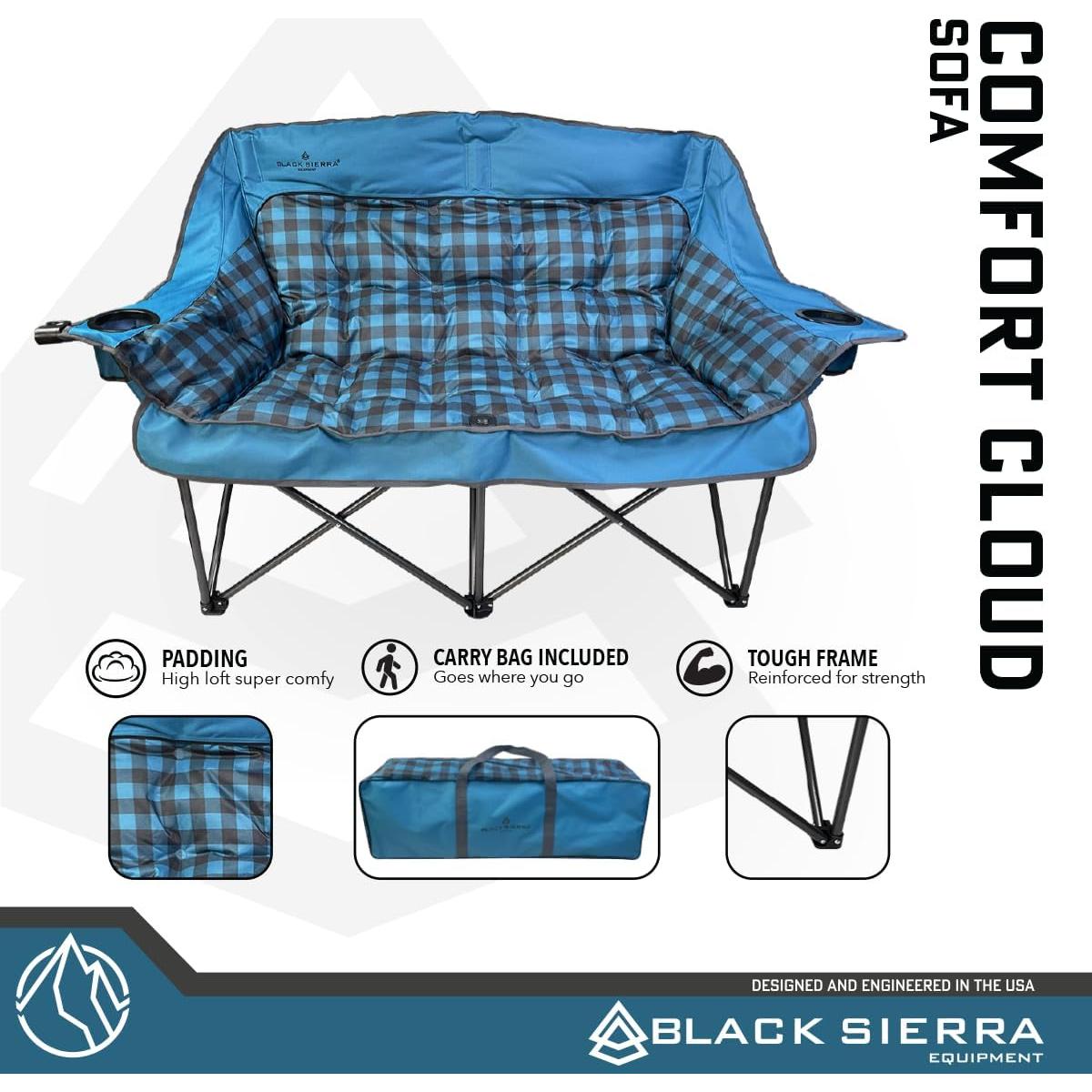 Sofá de Camping Doble Black Sierra, Plegable, 272 kg, Azul