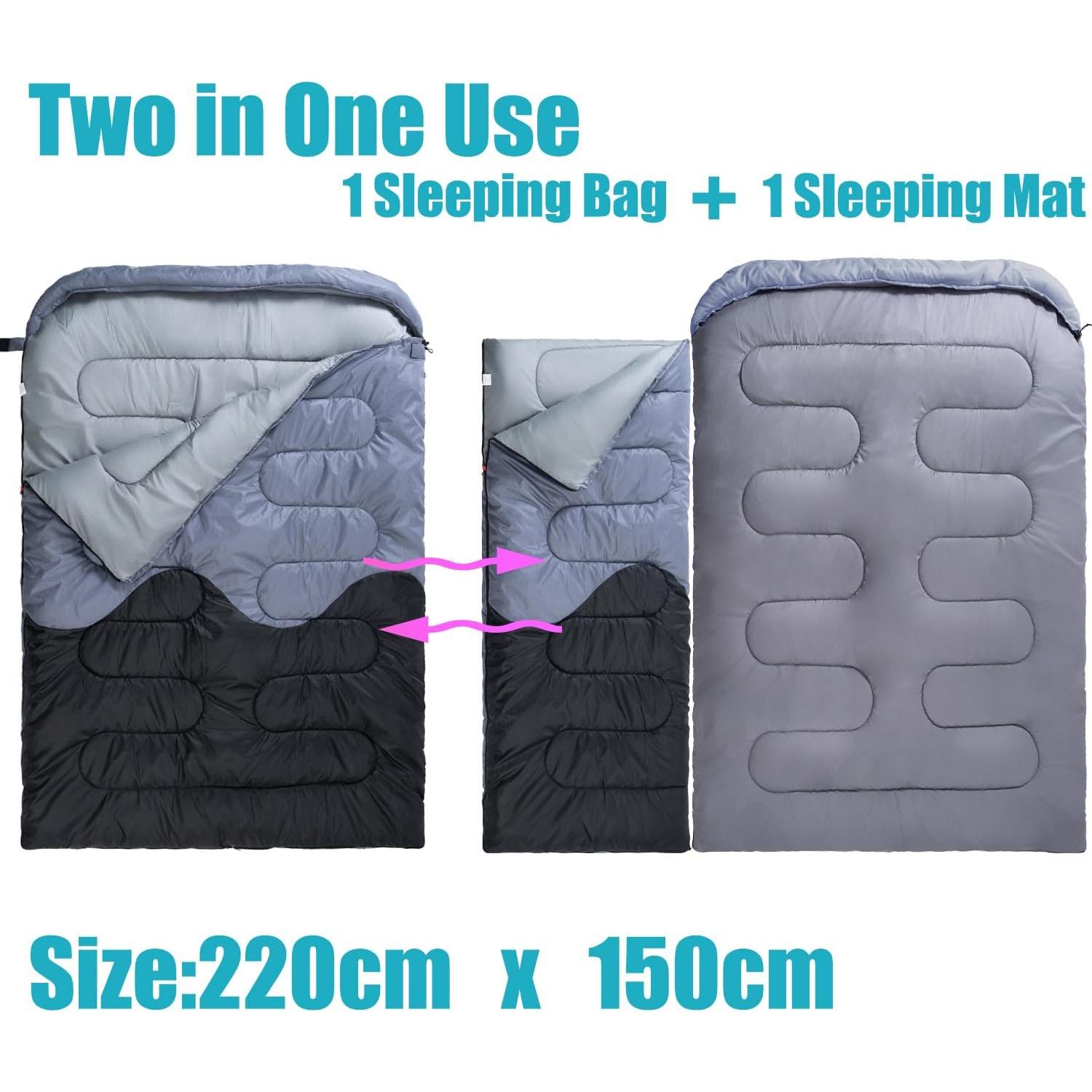 Saco de dormir doble HTMEYBG para 2 personas - Impermeable y ligero