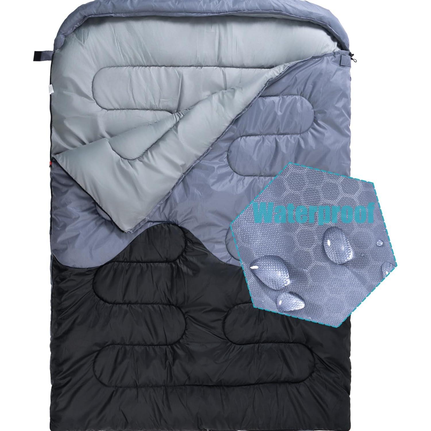 Saco de dormir doble HTMEYBG para 2 personas - Impermeable y ligero