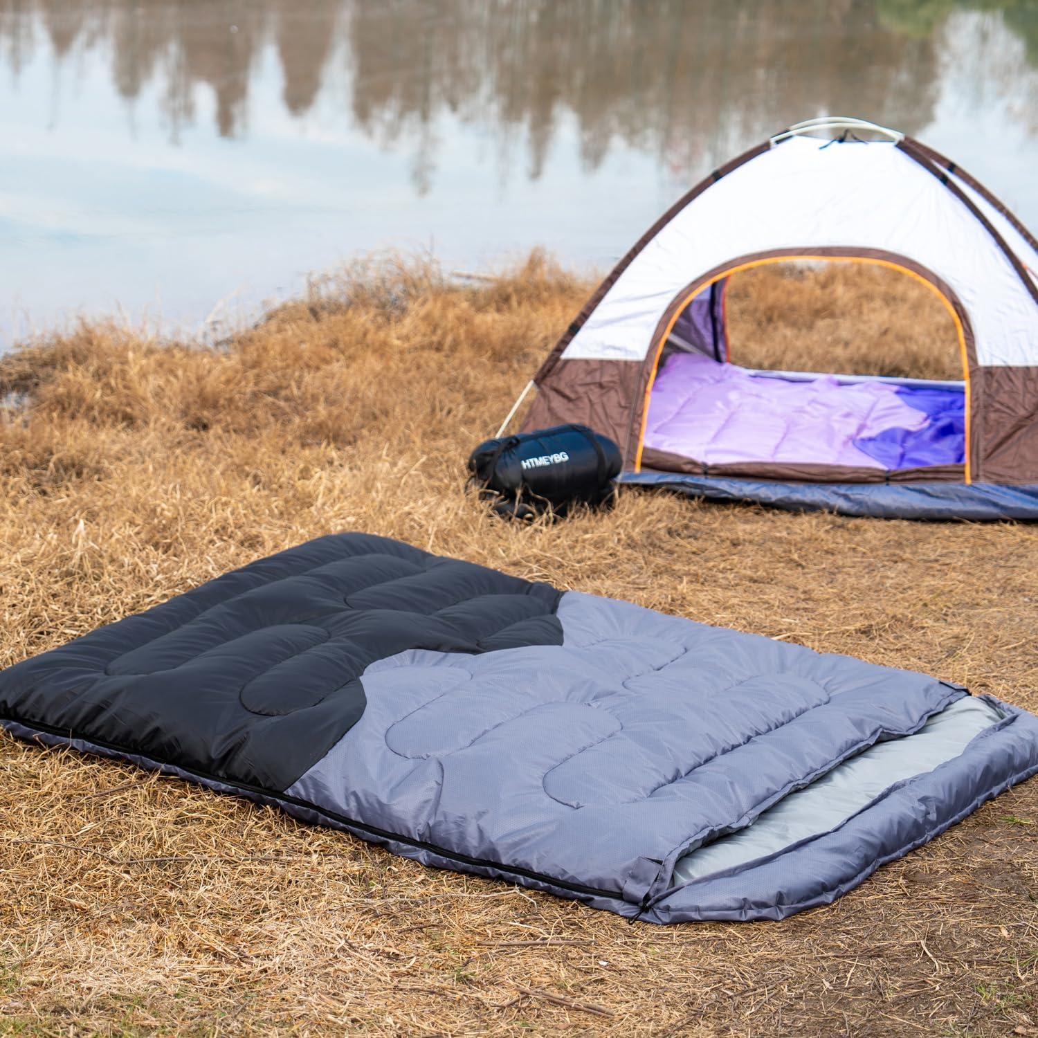 Saco de dormir doble HTMEYBG para 2 personas - Impermeable y ligero