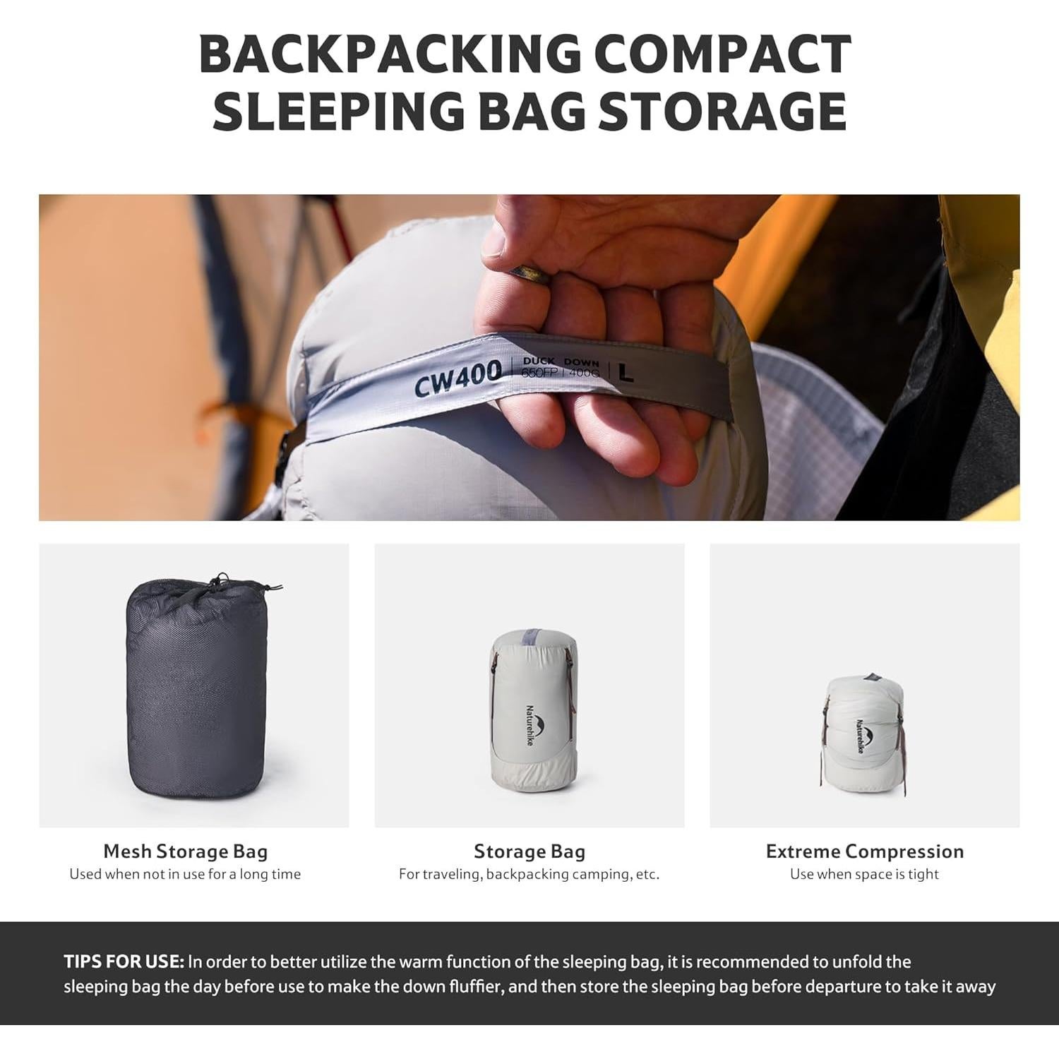 Saco de Dormir Ultraligero Naturehike CW700 0°C Pluma RDS