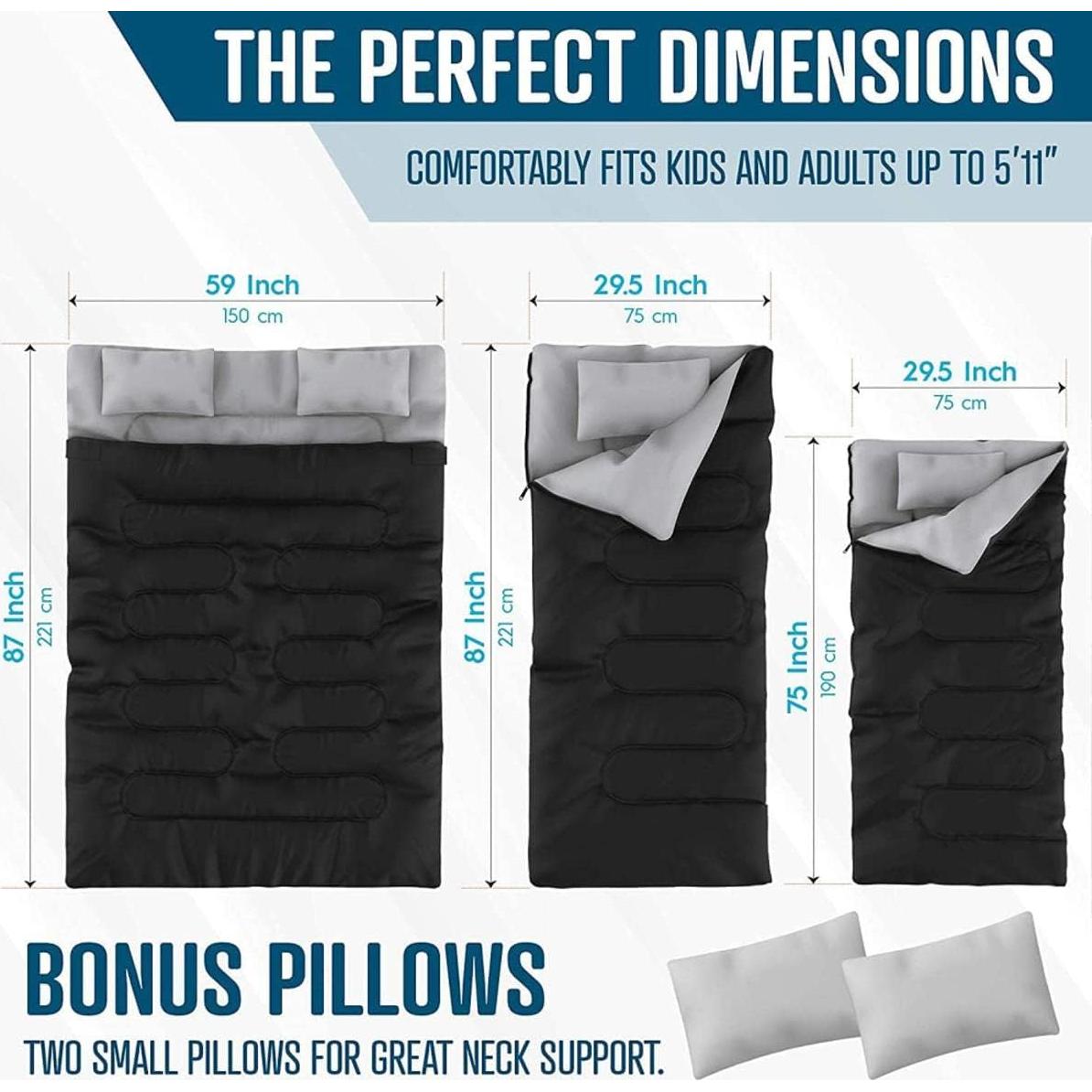 Saco de dormir doble Zone Tech TA0005/2 impermeable 220x150cm