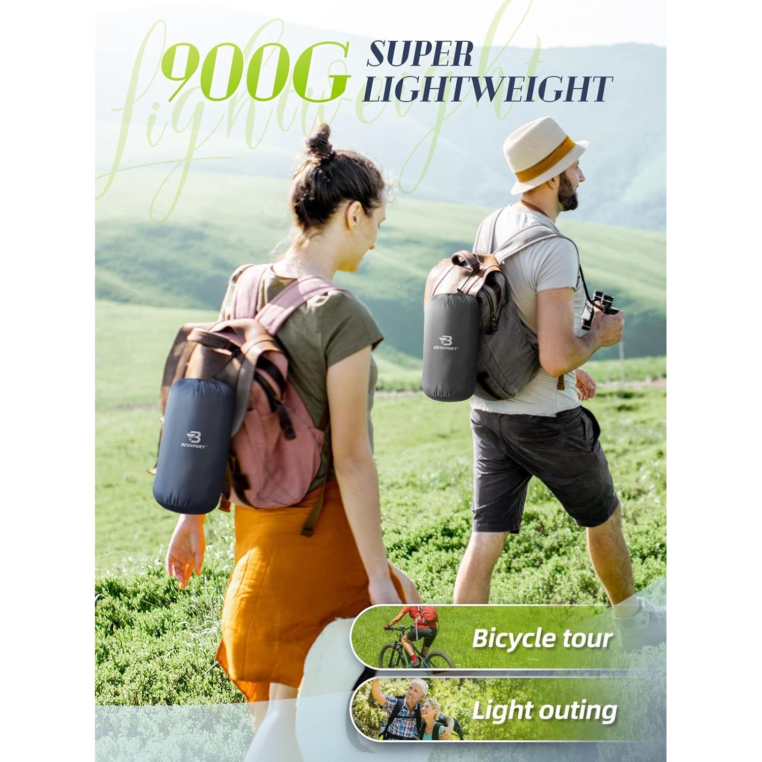 Saco de dormir Bessport ultraligero 3 estaciones negro 1 persona