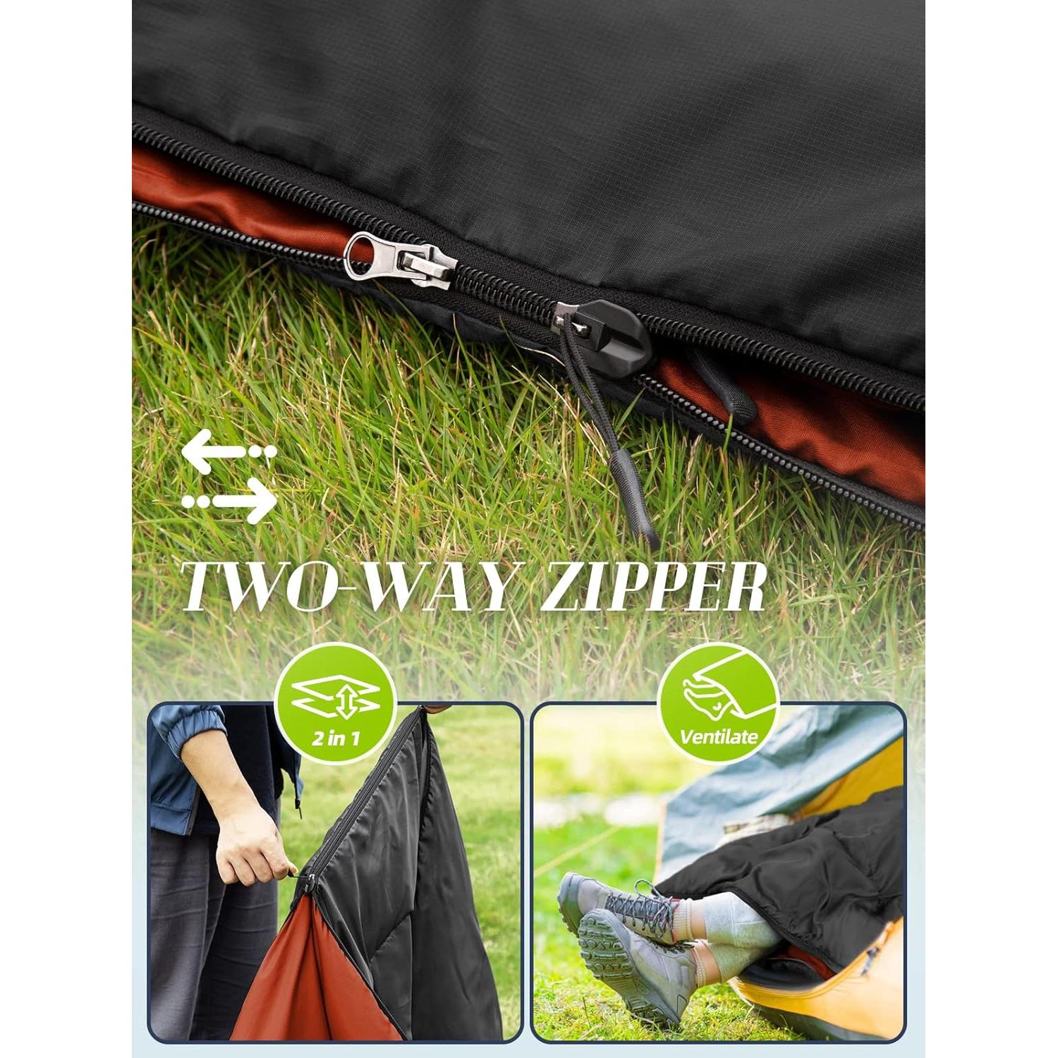 Saco de dormir Bessport ultraligero 3 estaciones negro 1 persona