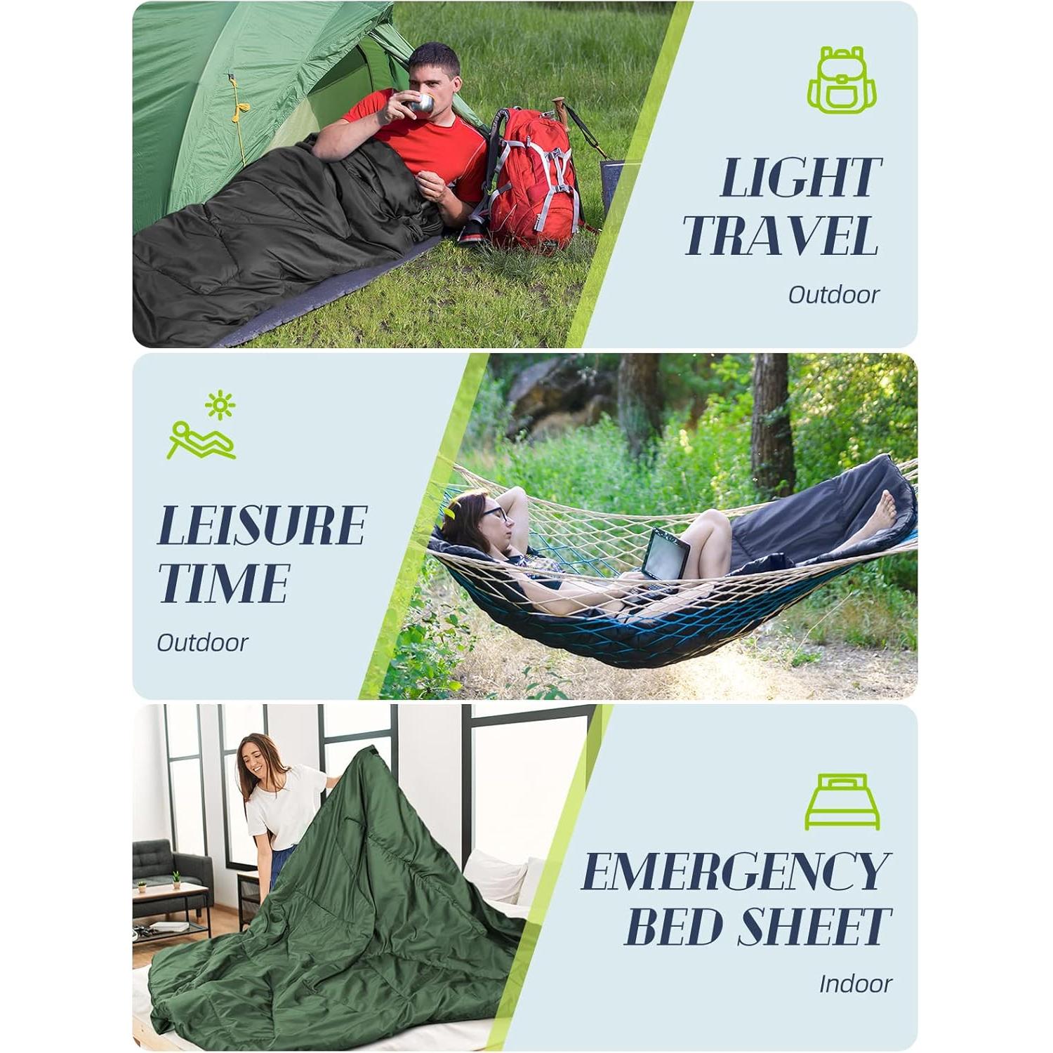 Saco de dormir Bessport ultraligero 3 estaciones negro 1 persona