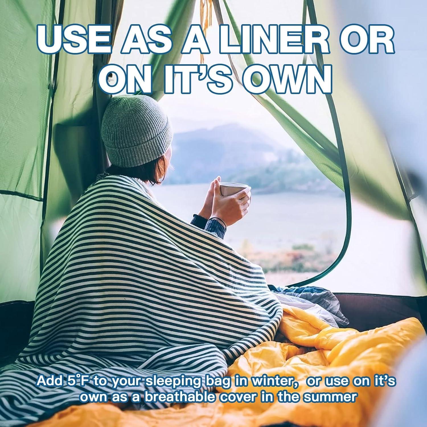 Sleeping Bag Liner, Travel Sheets & Adult Sleep Sack, Ultralight and Portable Summer Sleeping Bag - Ideal for Backpacking, Hotels and Hostels, Business Trips, Camping