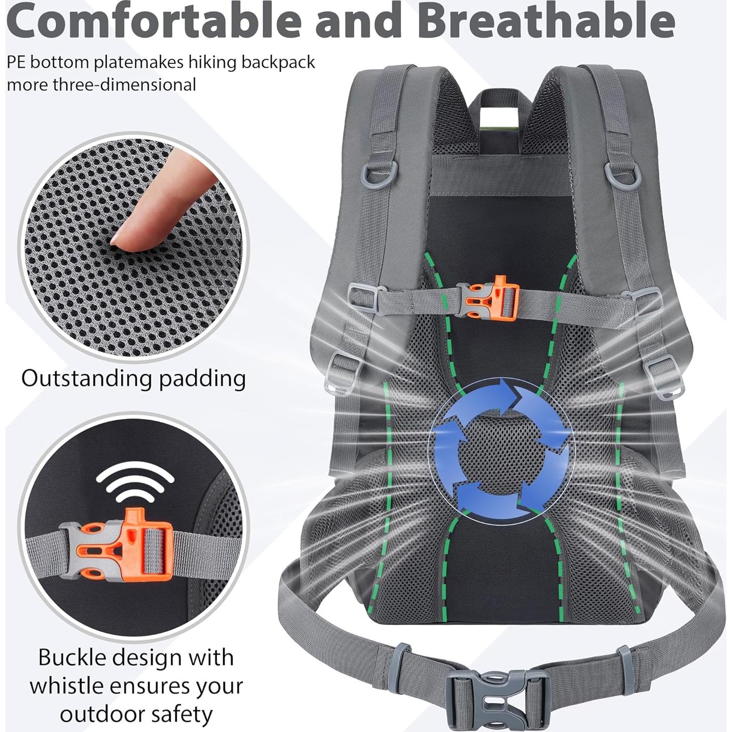 Mochila de Senderismo 30L Unisex Verde Ejercito Ligera