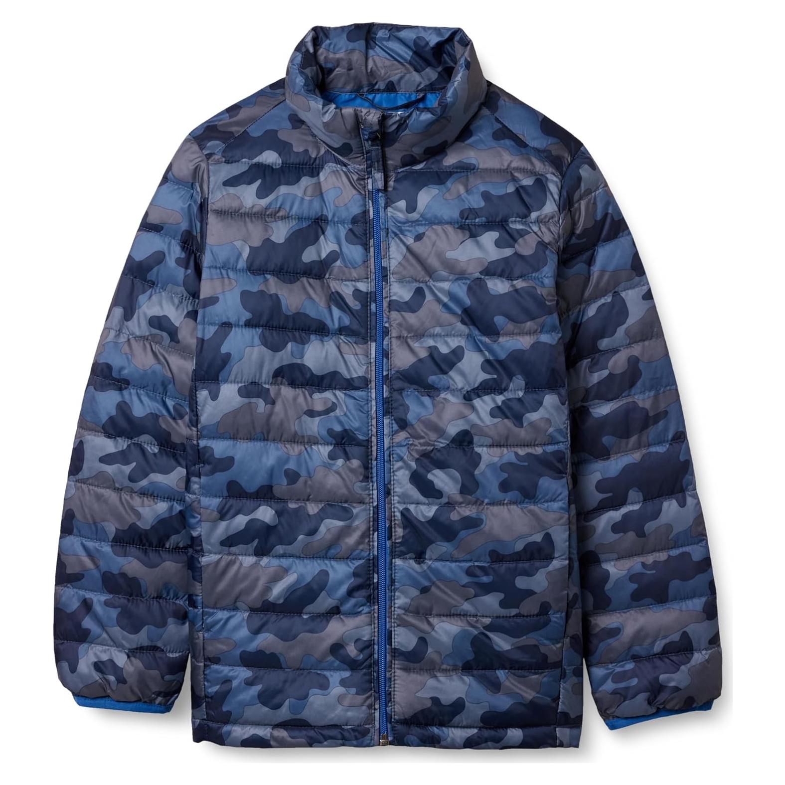 Chaqueta Puffer Ligera Amazon Essentials Niños X-Pequeño Camo Azul