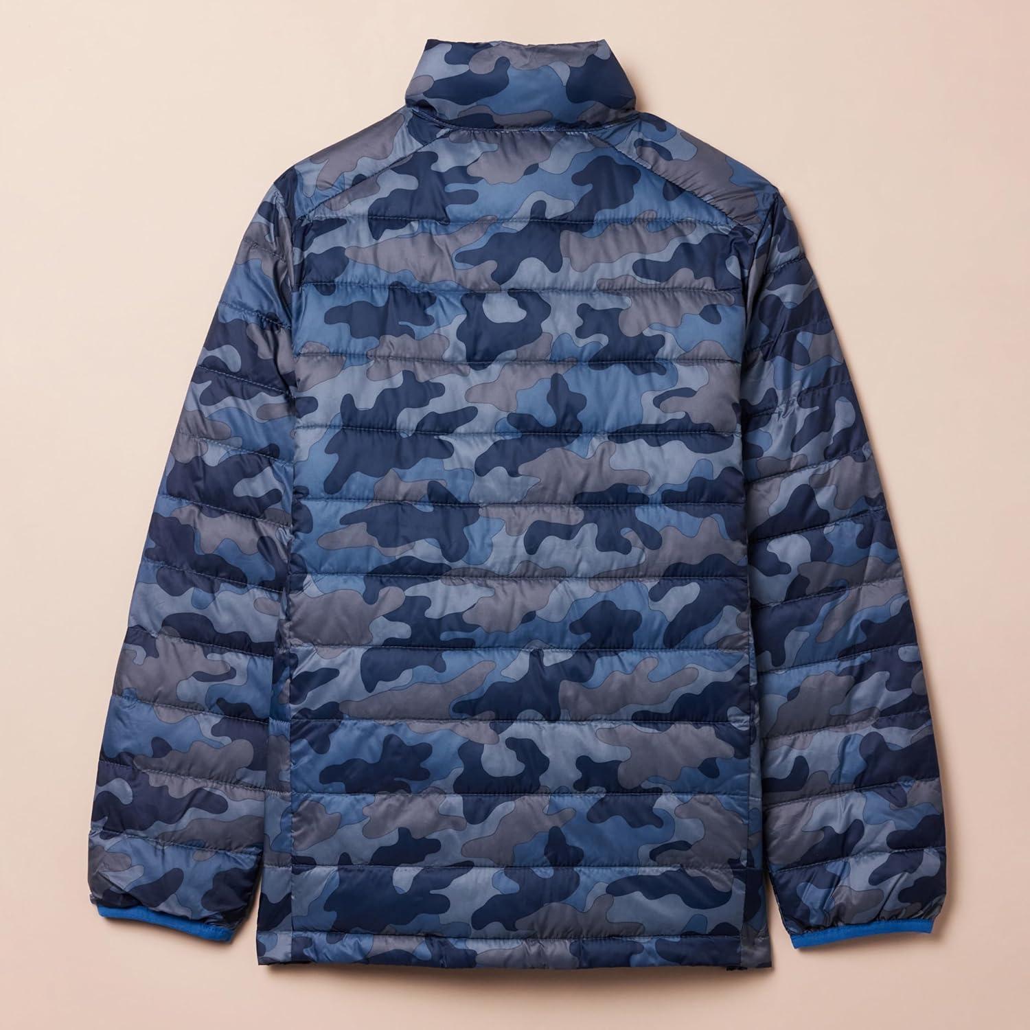 Chaqueta Puffer Ligera Amazon Essentials Niños X-Pequeño Camo Azul