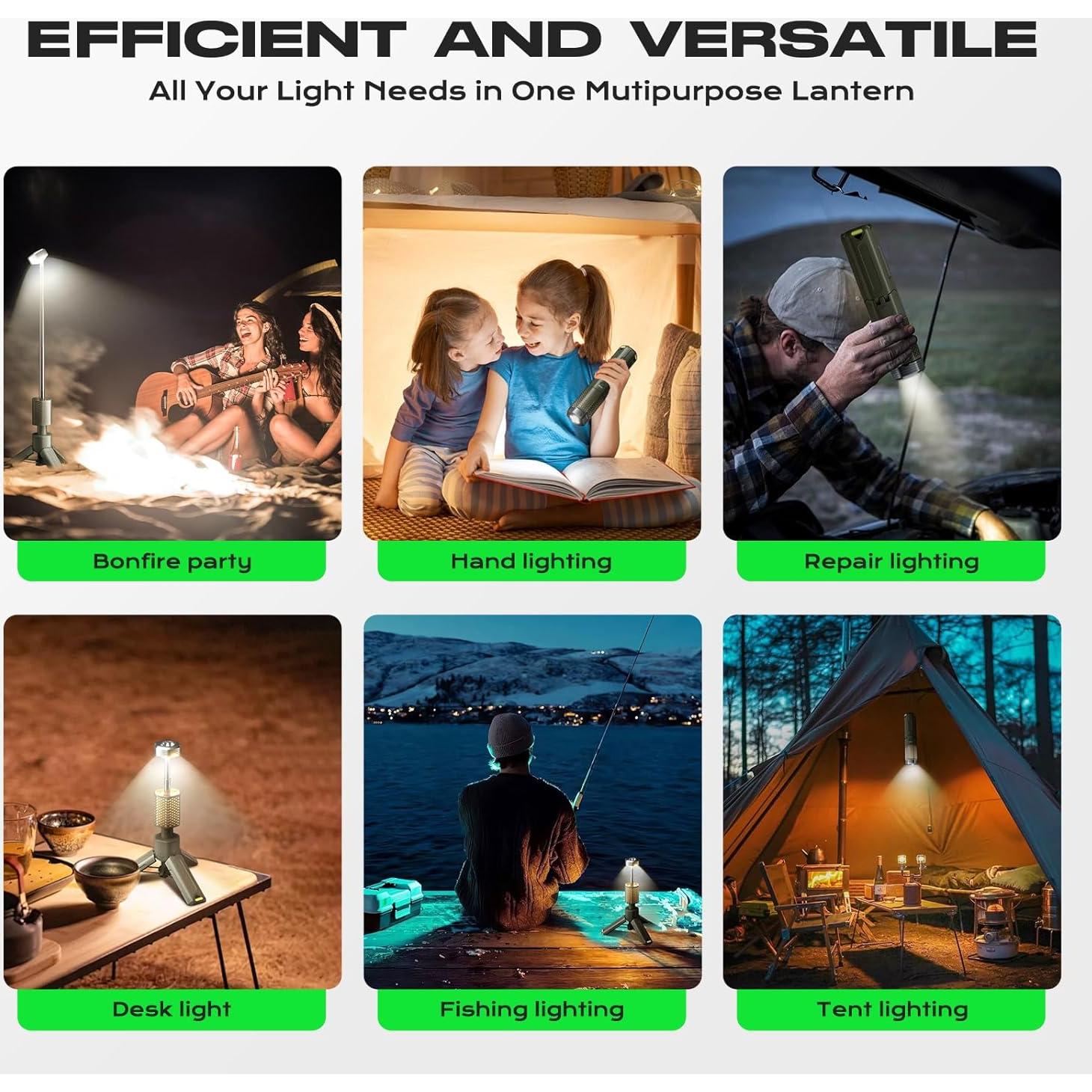 Linterna de Camping Telescópica NIEYUX 10500mAh Verde Oscuro