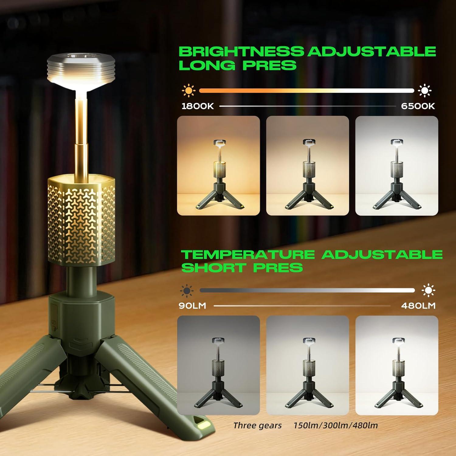 Linterna de Camping Telescópica NIEYUX 10500mAh Verde Oscuro
