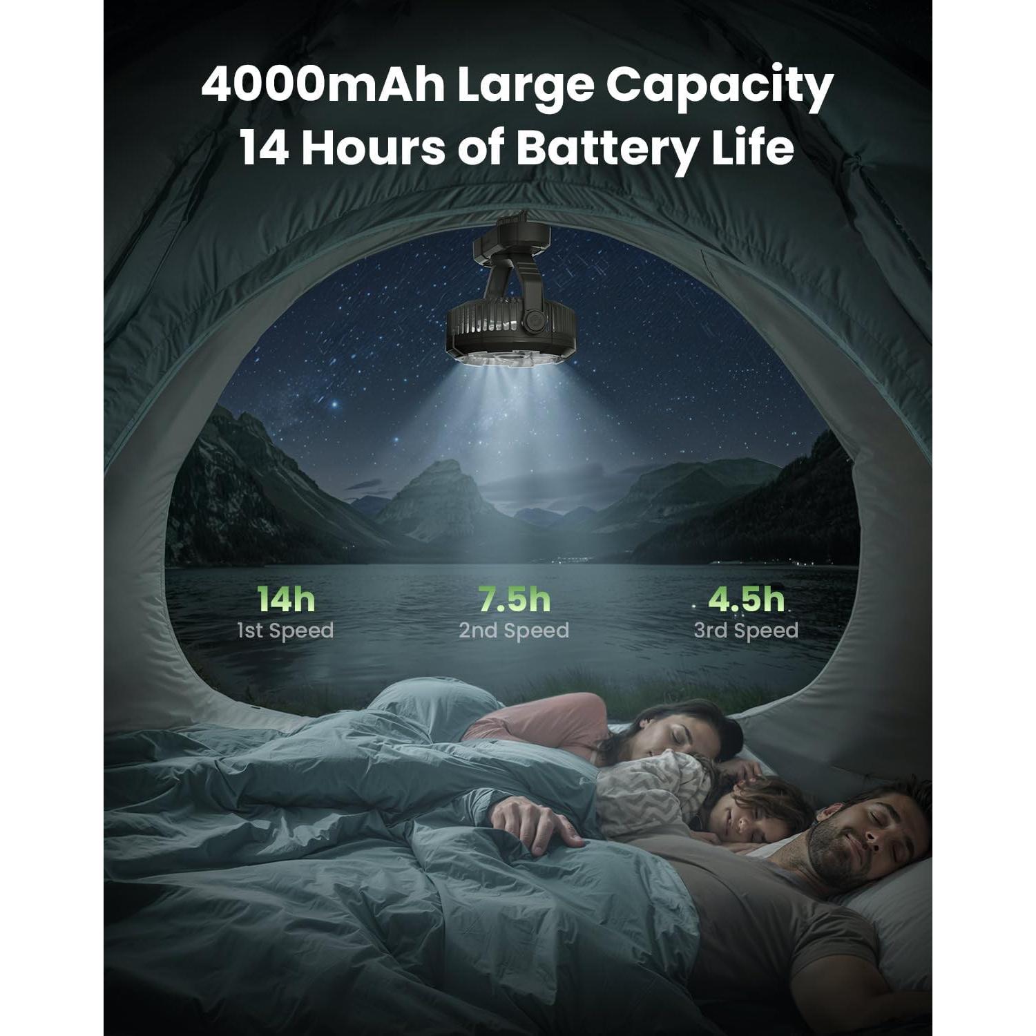 Ventilador de Camping Gaiatop CP-01 con Linterna LED 4000mAh