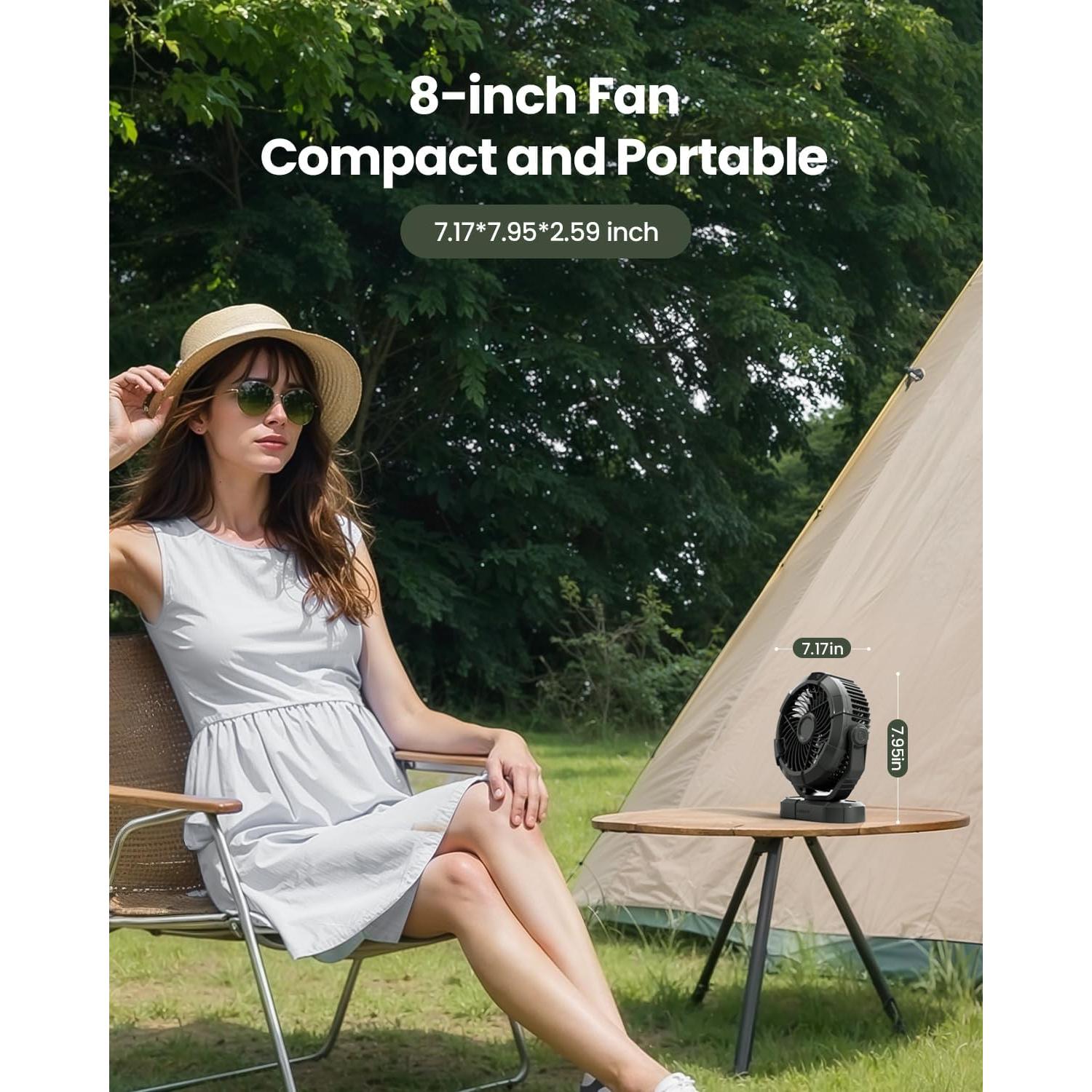 Ventilador de Camping Gaiatop CP-01 con Linterna LED 4000mAh