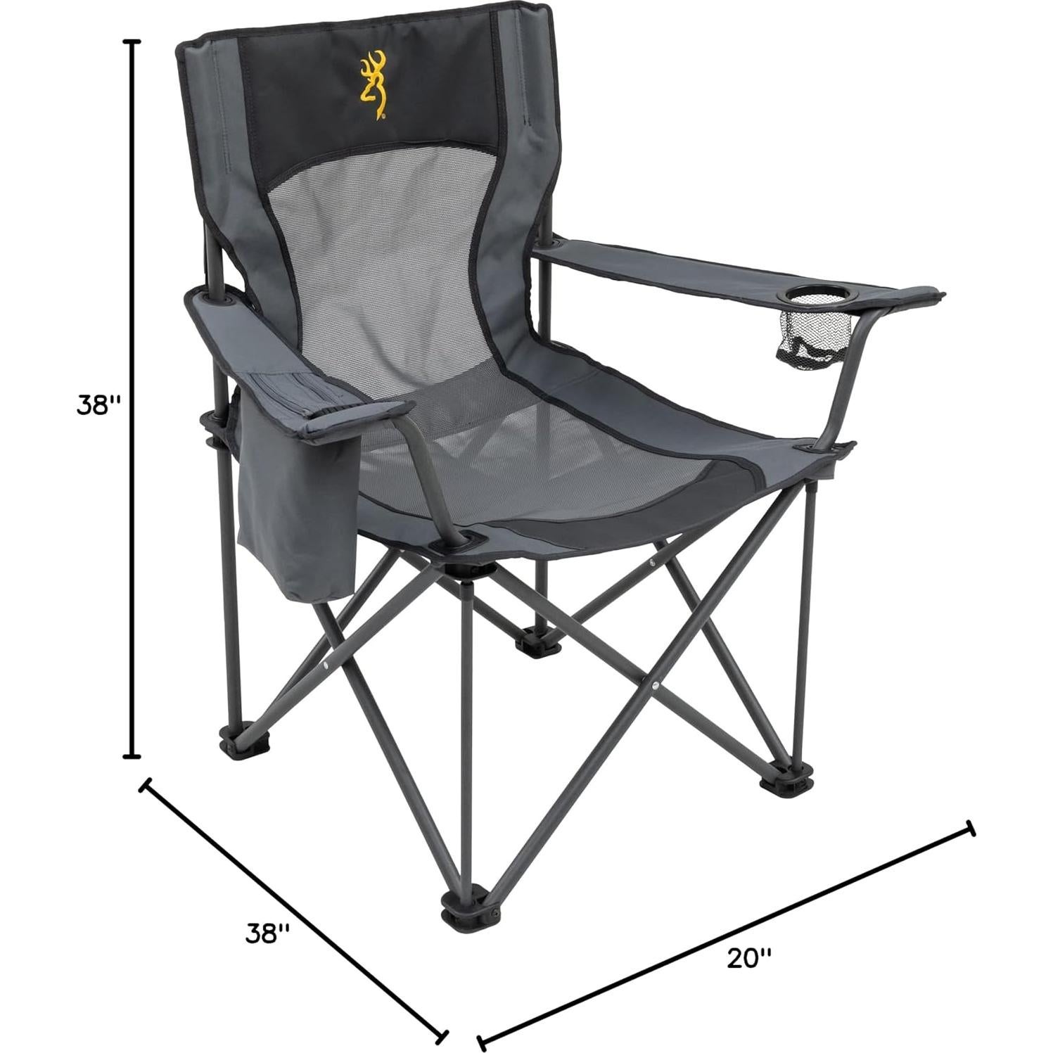 Silla de Camping Plegable Browning Kodiak - 800 lbs Carbón/Gris