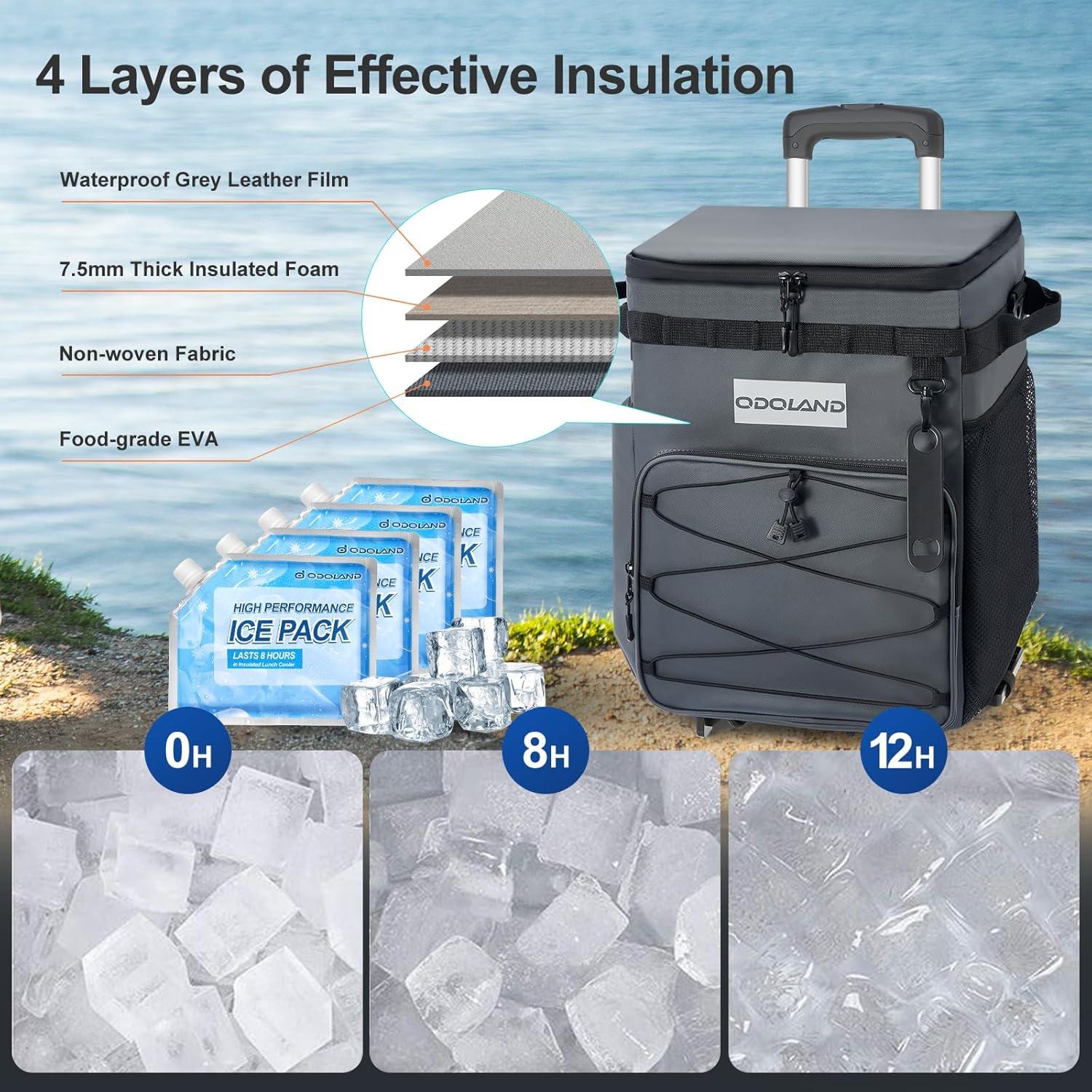 Enfriador de Camping Odoland 48 Latas con Ruedas y Mango