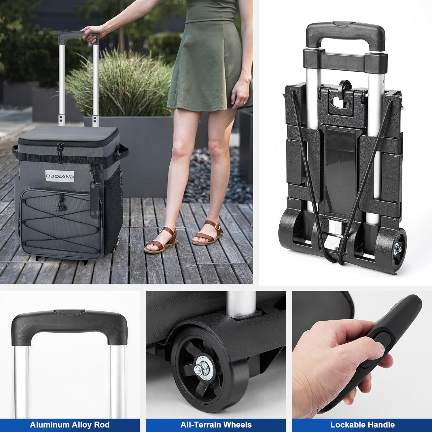 Enfriador de Camping Odoland 48 Latas con Ruedas y Mango