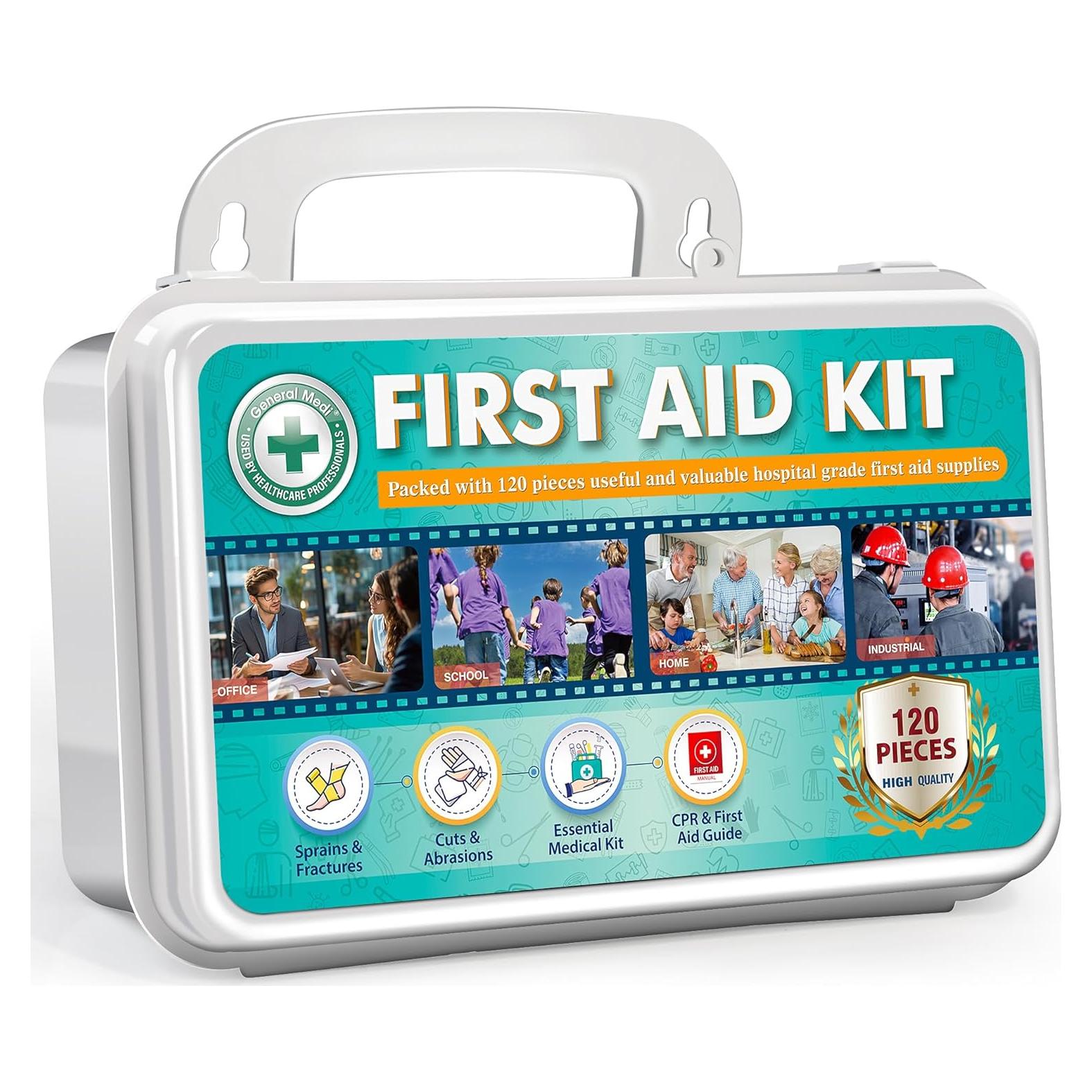 Kit de Primeros Auxilios General Medi 120 Piezas Estuche Duro