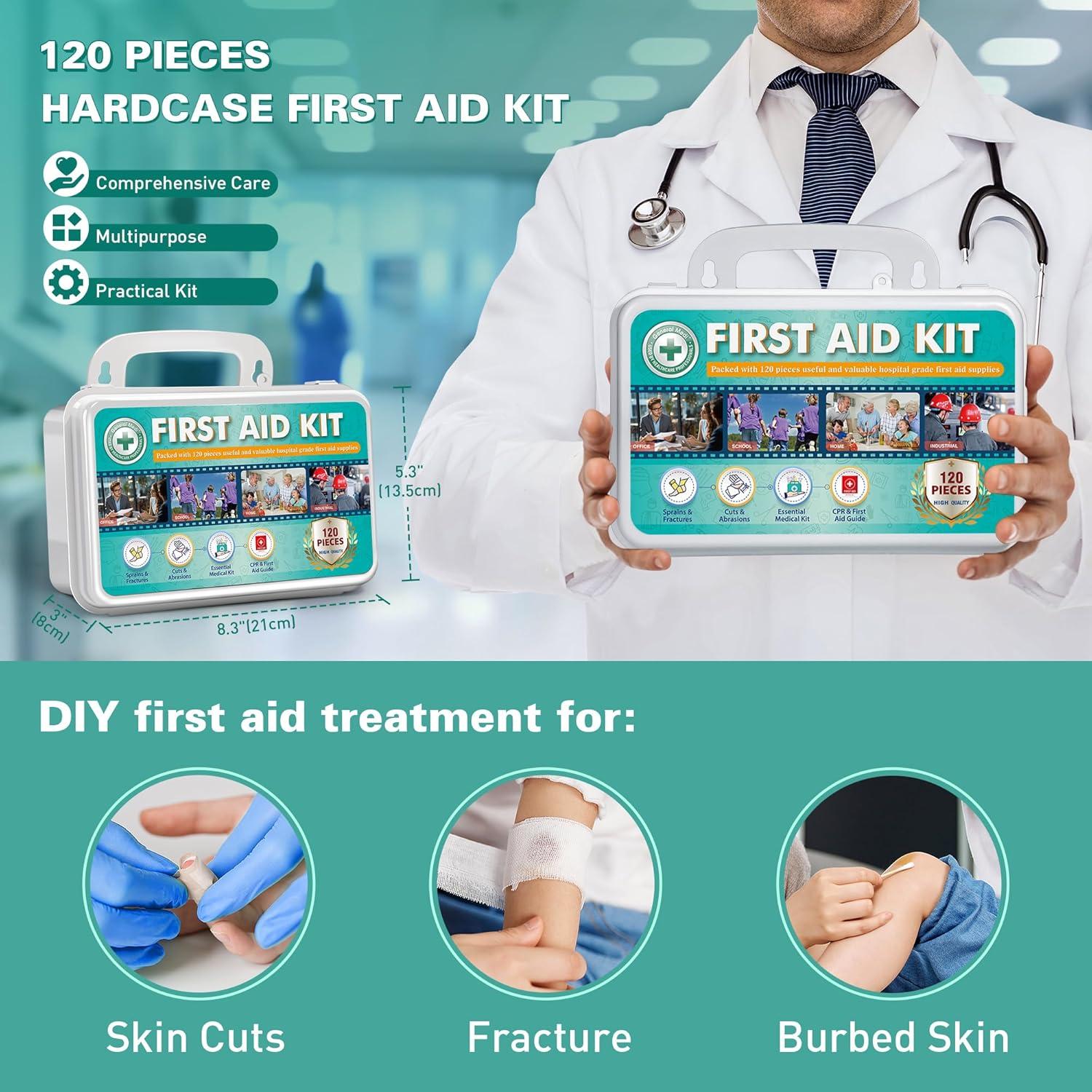 Kit de Primeros Auxilios General Medi 120 Piezas Estuche Duro