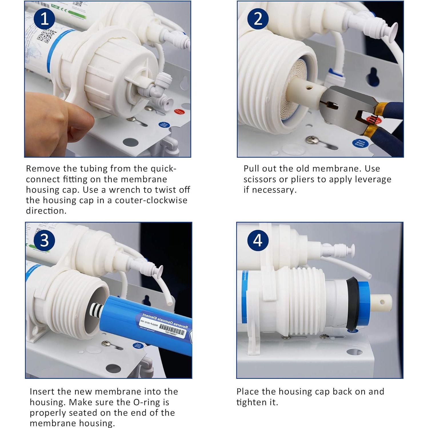Membrane Solutions Filtro de Membrana RO 50 GPD 2-Pack
