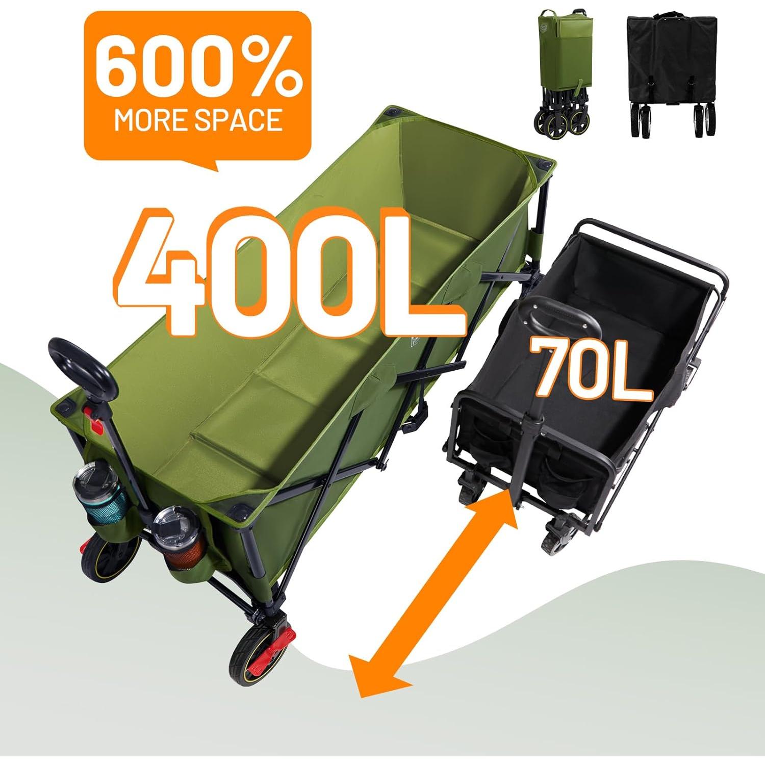 Carro Plegable Timber Ridge 130 cm Verde 400L con Frenos