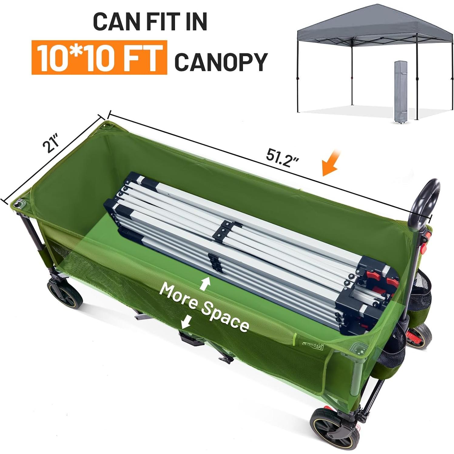 Carro Plegable Timber Ridge 130 cm Verde 400L con Frenos