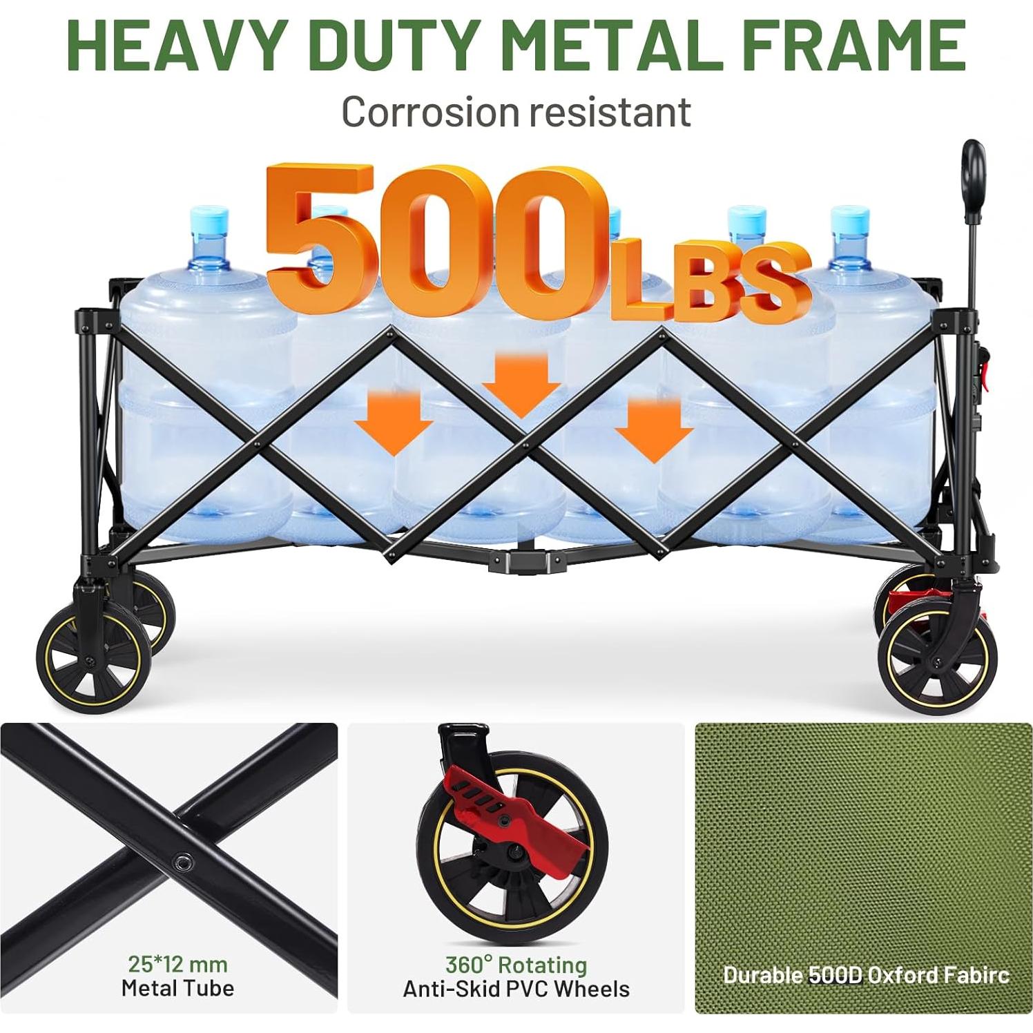 Carro Plegable Timber Ridge 130 cm Verde 400L con Frenos