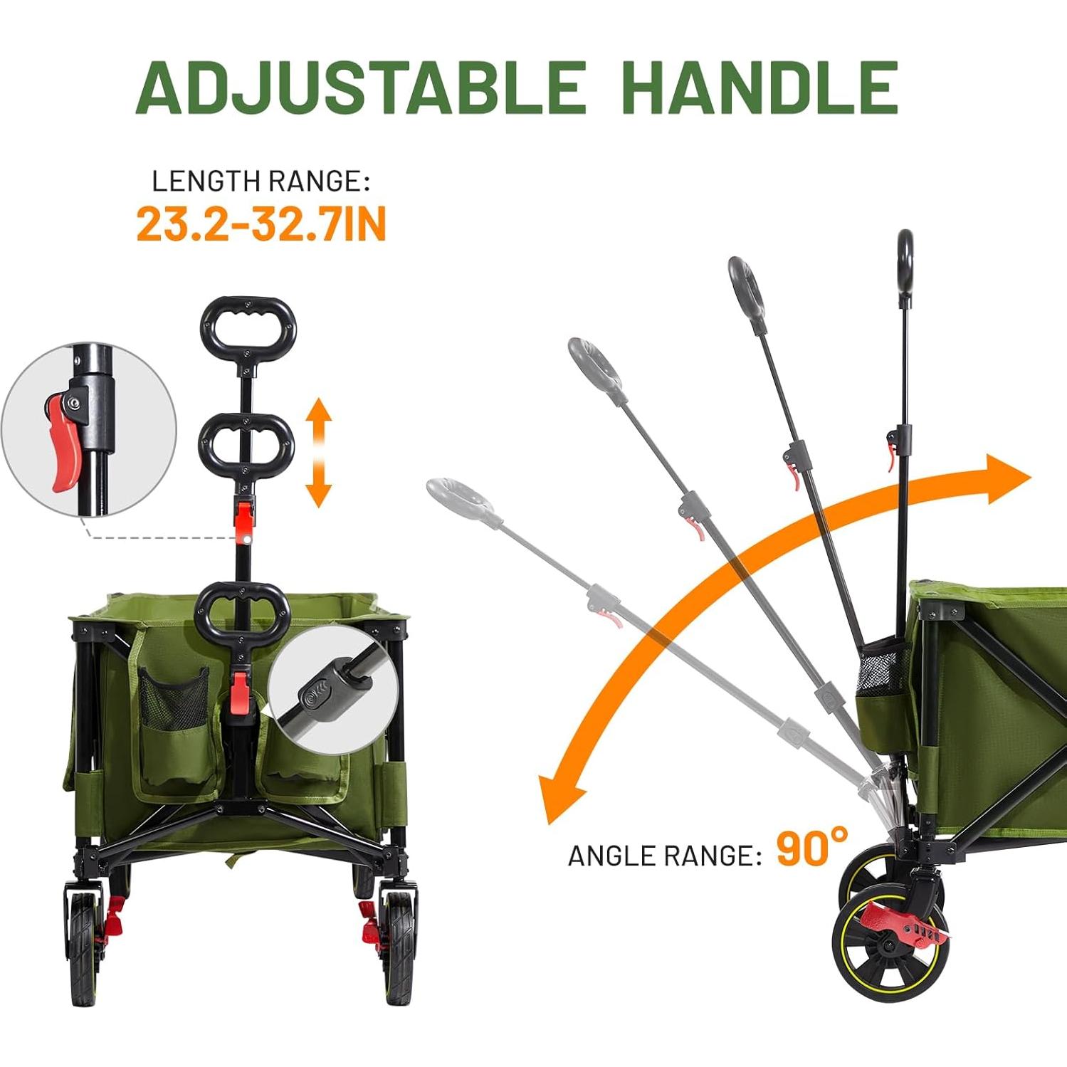 Carro Plegable Timber Ridge 130 cm Verde 400L con Frenos